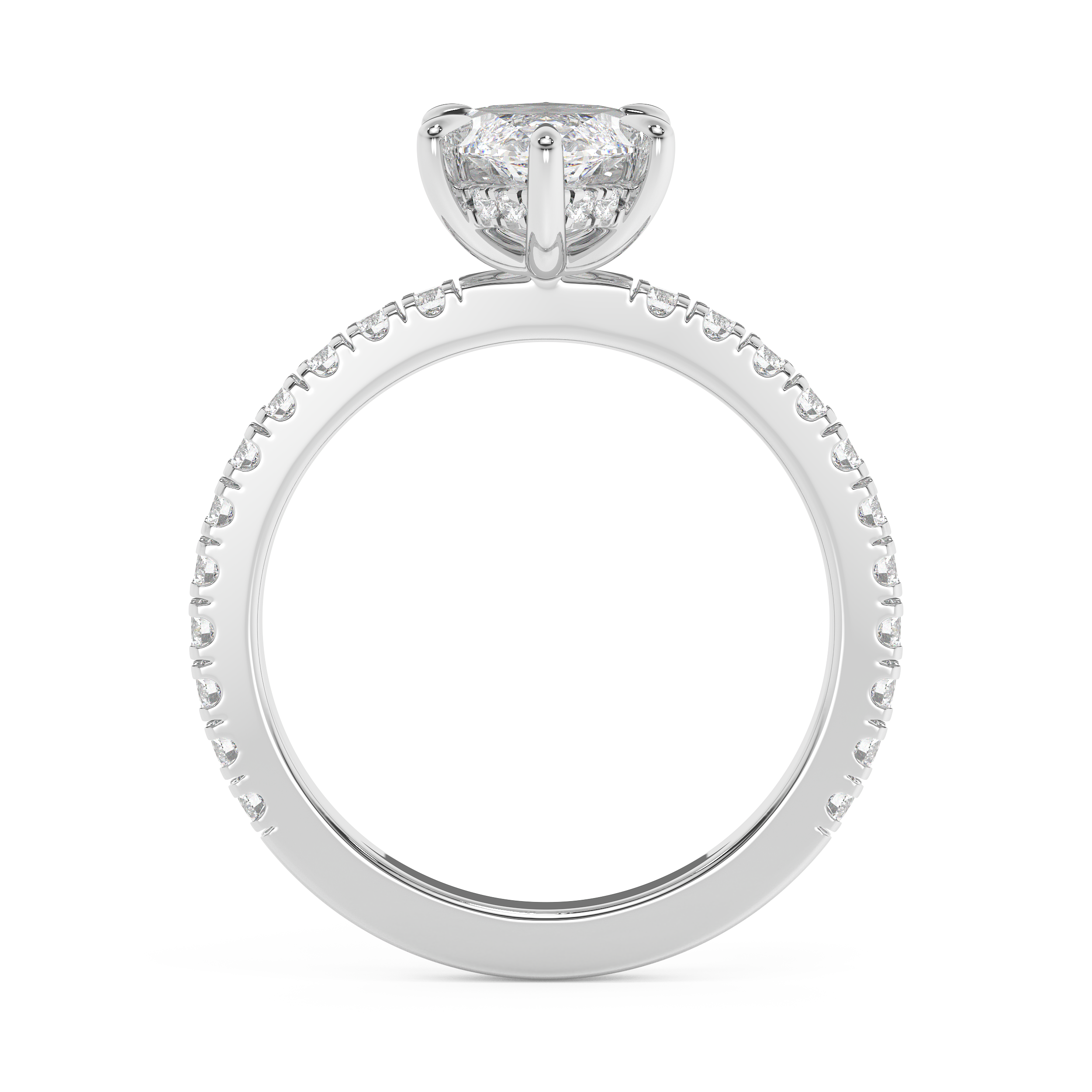 Marquise Hidden Halo & Pave Lab Grown Diamond Engagement Ring