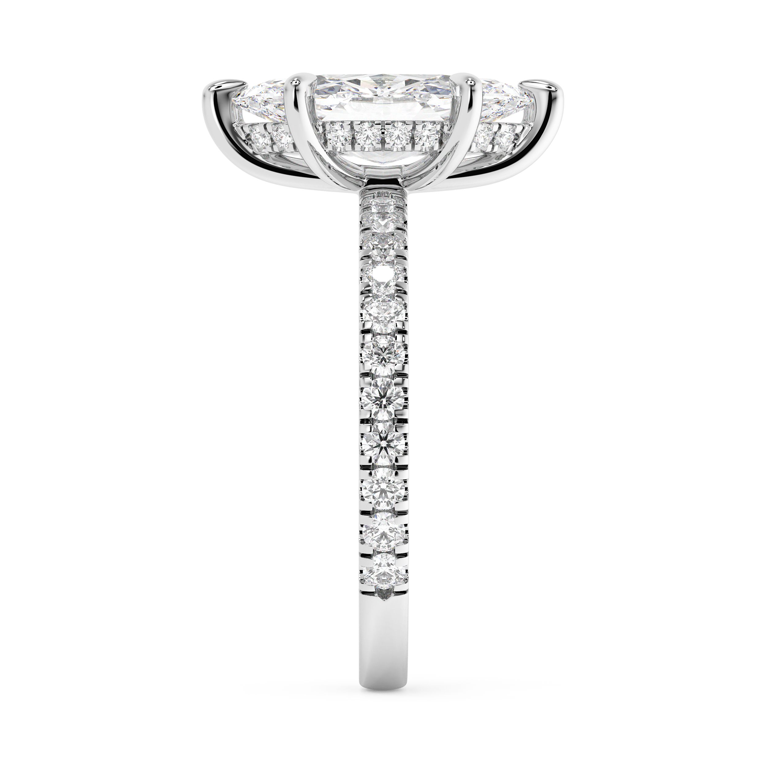 Marquise Hidden Halo & Pave Lab Grown Diamond Engagement Ring