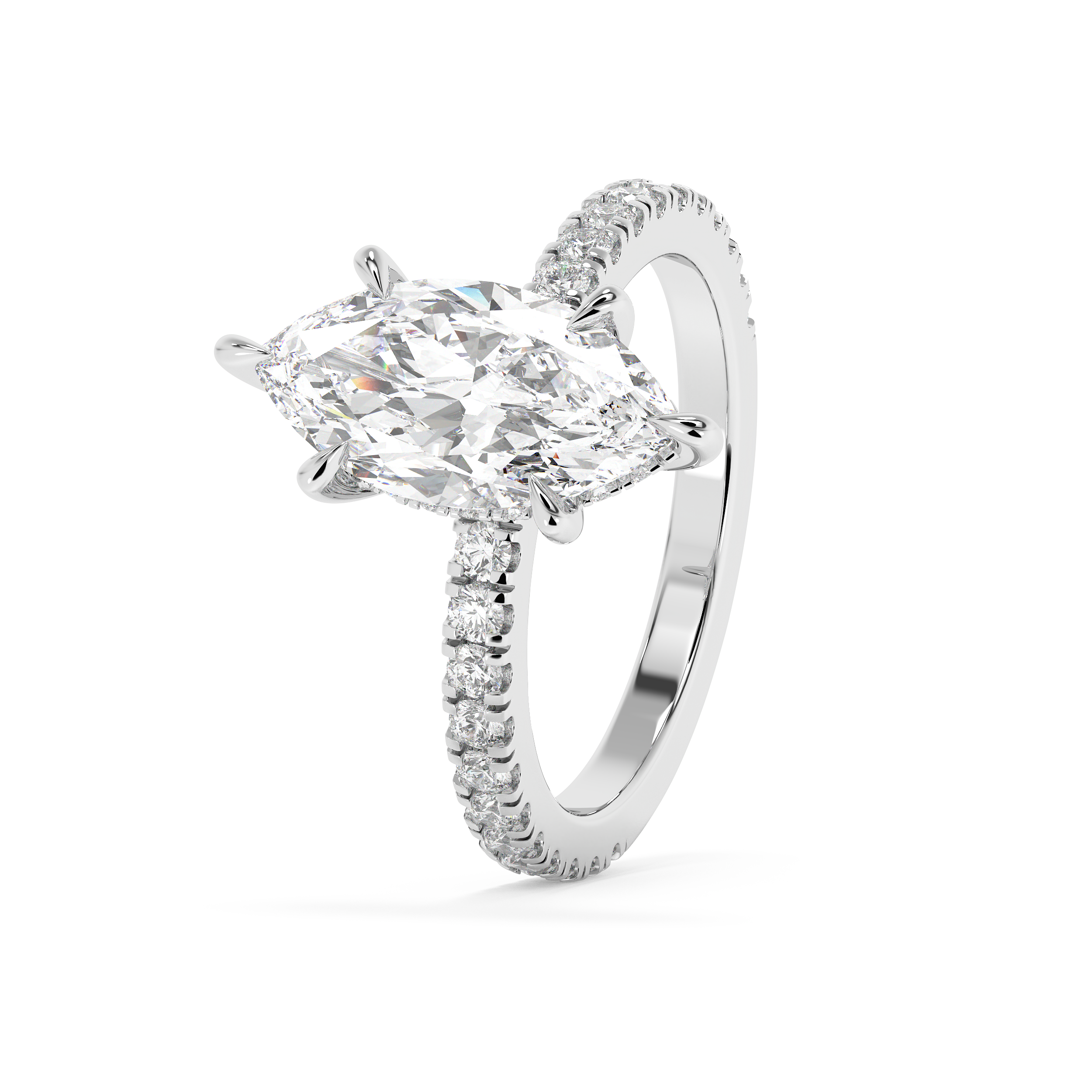 Marquise Hidden Halo & Pave Lab Grown Diamond Engagement Ring