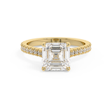 Asscher Hidden Halo & Pave Cathedral Lab Grown Diamond Engagement Ring