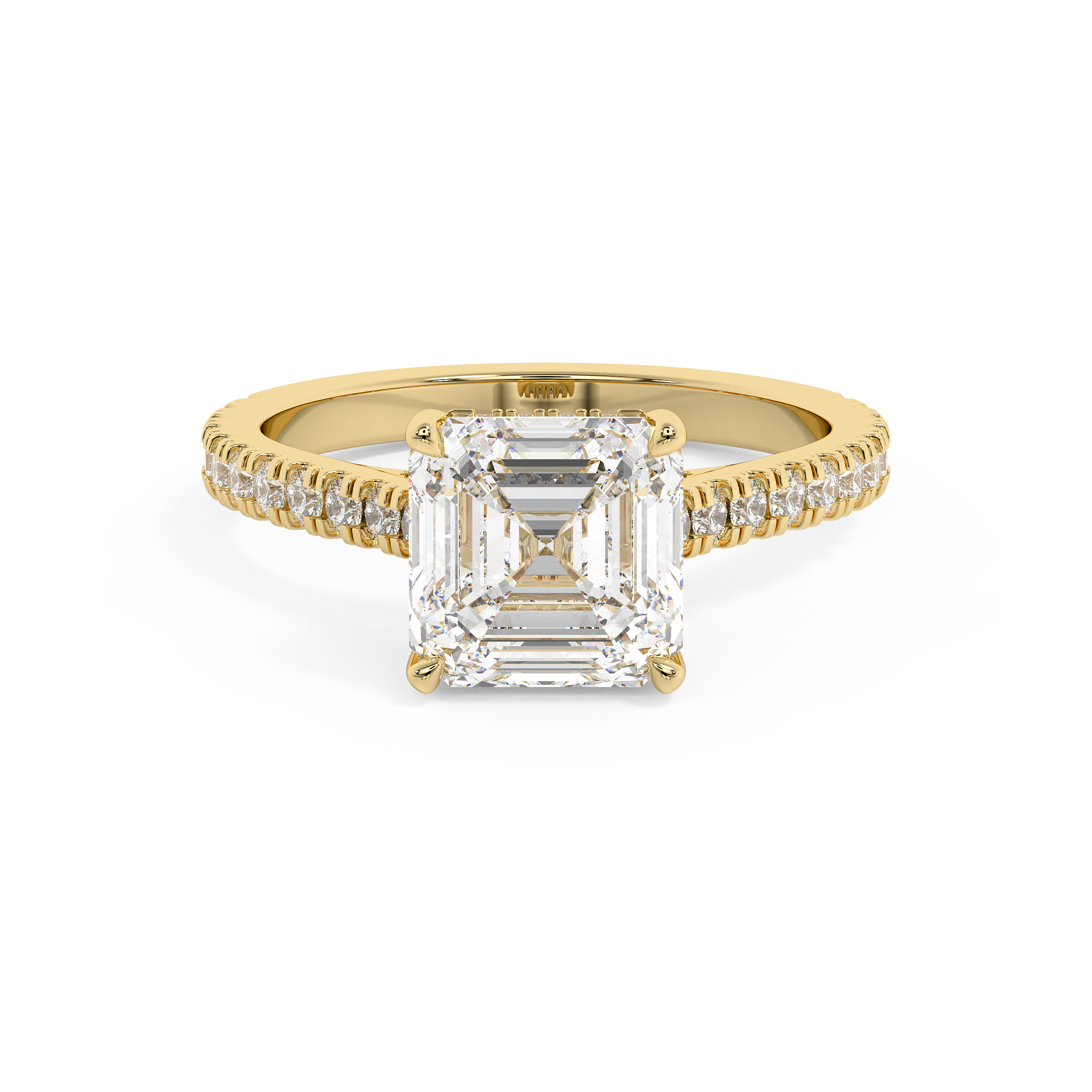 Asscher Hidden Halo & Pave Cathedral Lab Grown Diamond Engagement Ring