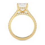 Asscher Hidden Halo & Pave Cathedral Lab Grown Diamond Engagement Ring