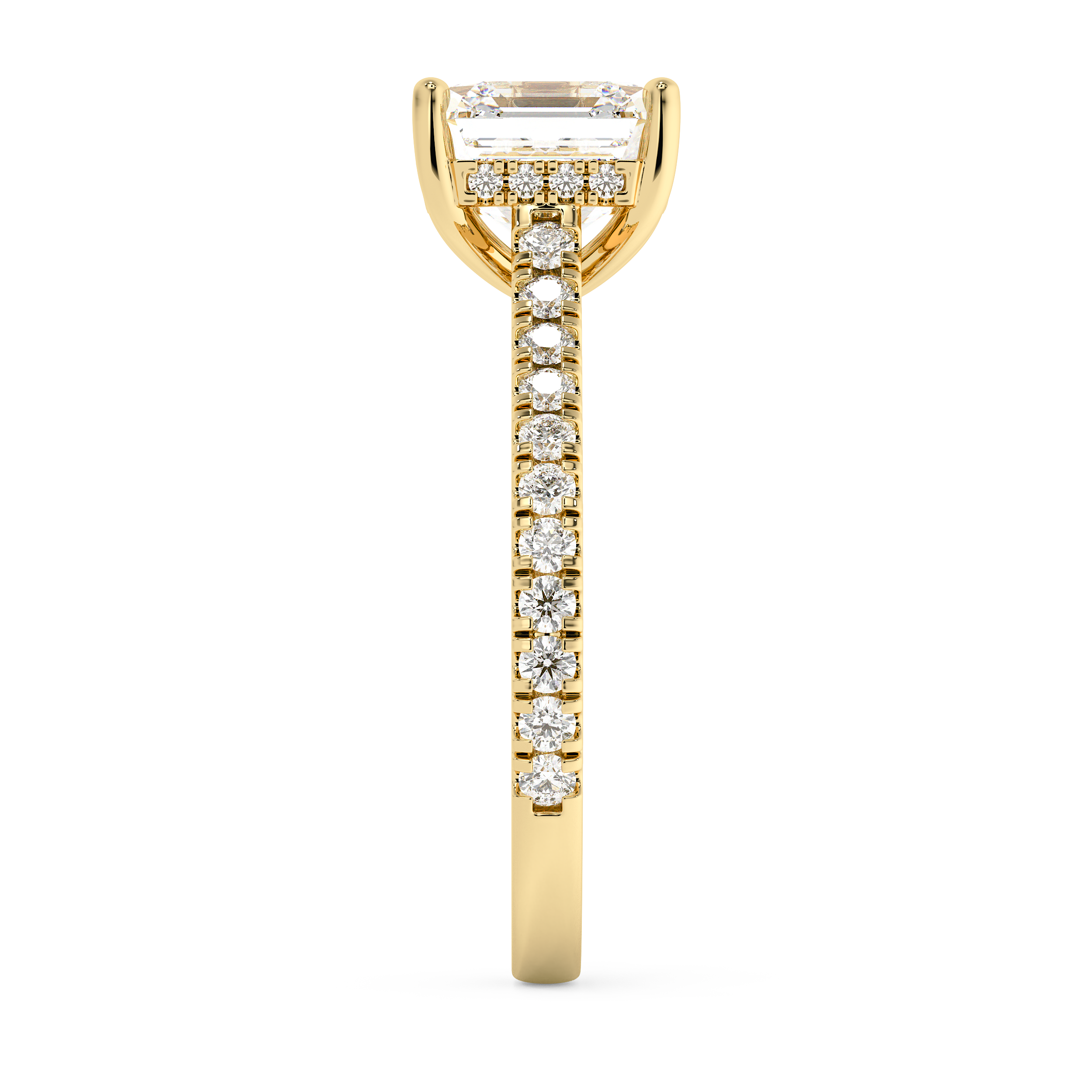 Asscher Hidden Halo & Pave Cathedral Lab Grown Diamond Engagement Ring