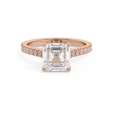 Asscher Hidden Halo & Pave Cathedral Lab Grown Diamond Engagement Ring