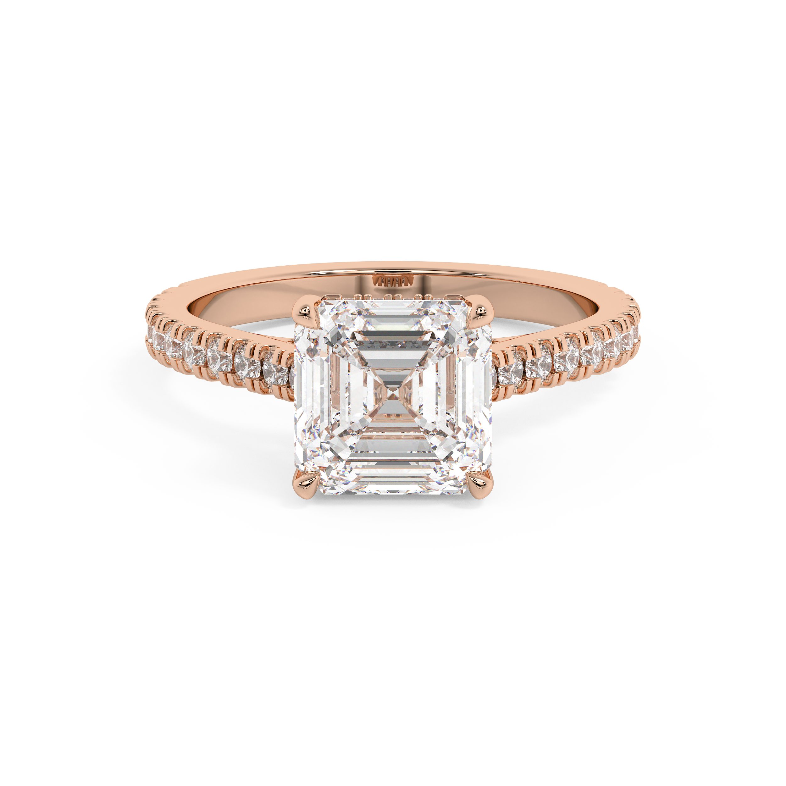 Asscher Hidden Halo & Pave Cathedral Lab Grown Diamond Engagement Ring