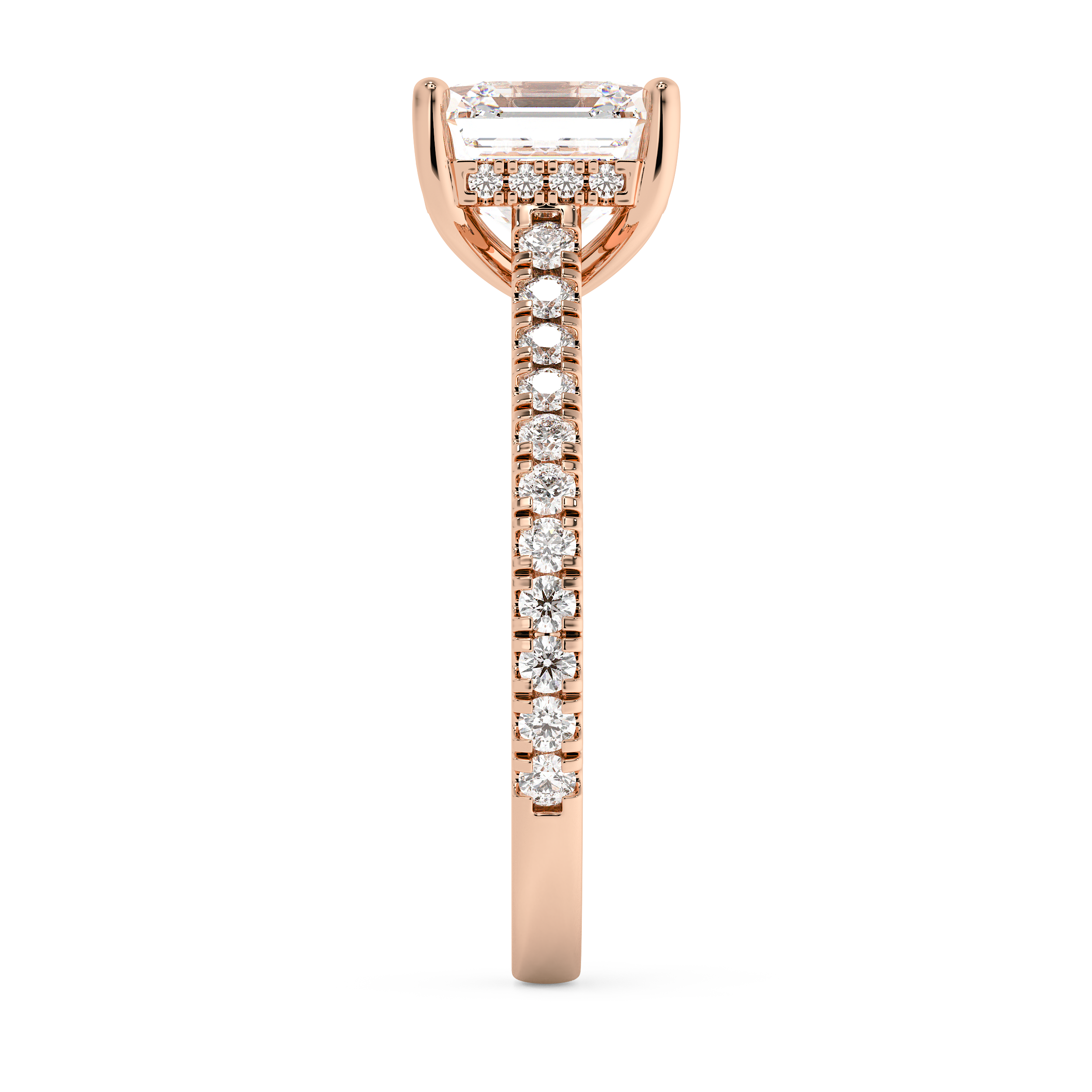 Asscher Hidden Halo & Pave Cathedral Lab Grown Diamond Engagement Ring