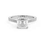 Asscher Hidden Halo & Pave Cathedral Lab Grown Diamond Engagement Ring