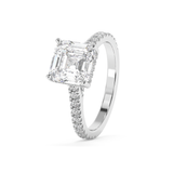 Asscher Hidden Halo & Pave Cathedral Lab Grown Diamond Engagement Ring