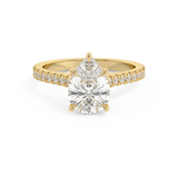 Pear Hidden Halo & Pave Cathedral Lab Grown Diamond Engagement Ring
