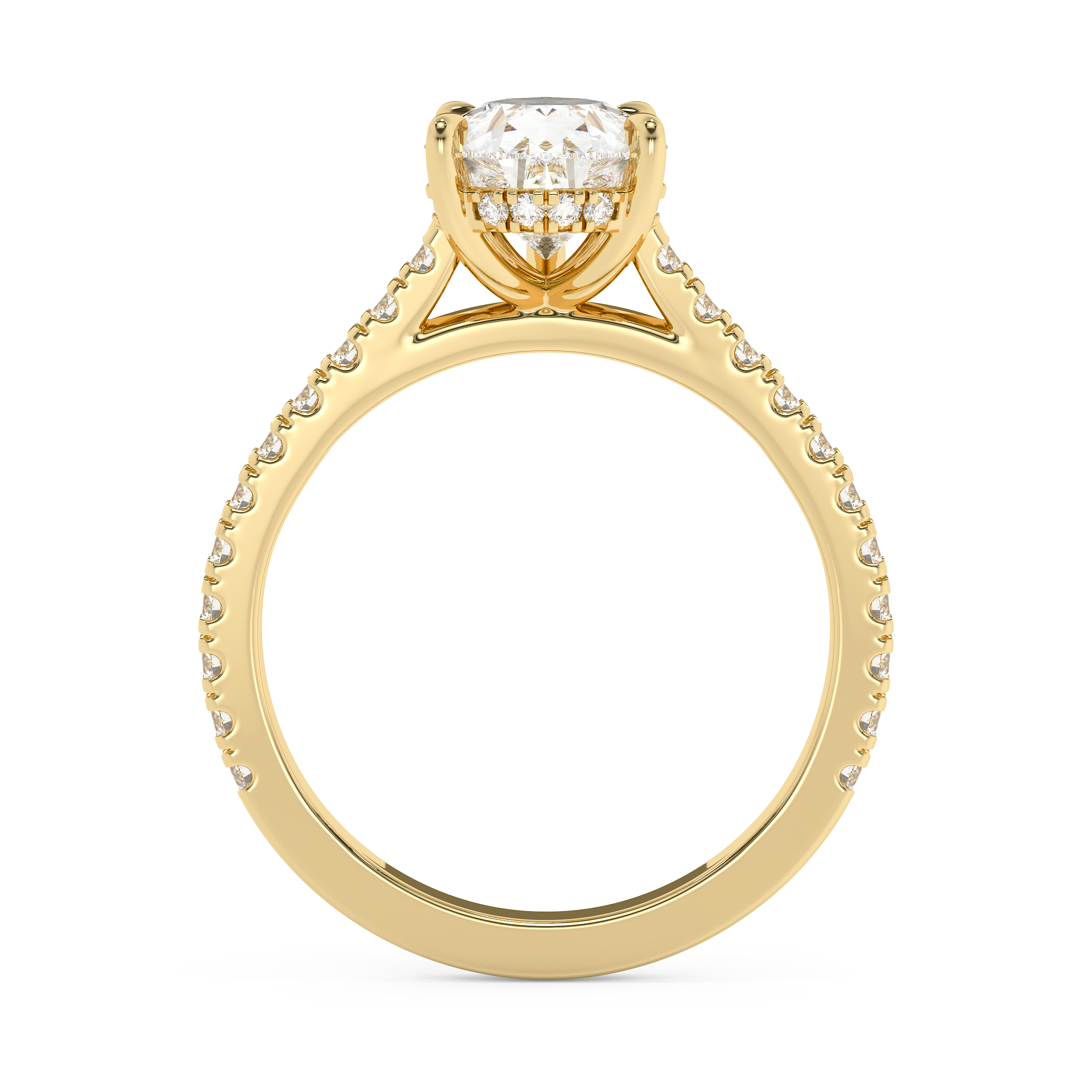 Pear Hidden Halo & Pave Cathedral Lab Grown Diamond Engagement Ring