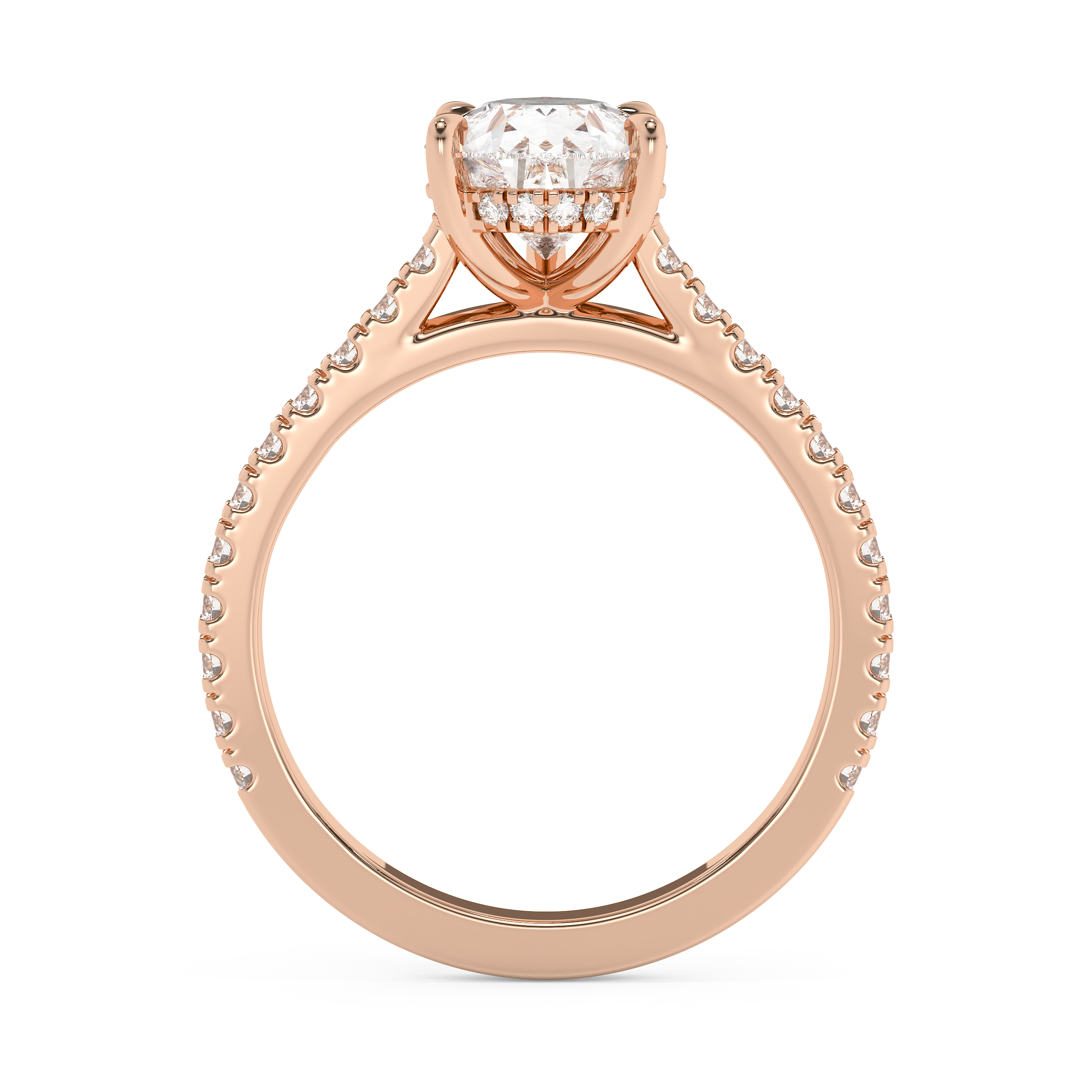 Pear Hidden Halo & Pave Cathedral Lab Grown Diamond Engagement Ring
