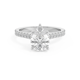 Pear Hidden Halo & Pave Cathedral Lab Grown Diamond Engagement Ring
