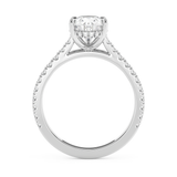 Pear Hidden Halo & Pave Cathedral Lab Grown Diamond Engagement Ring