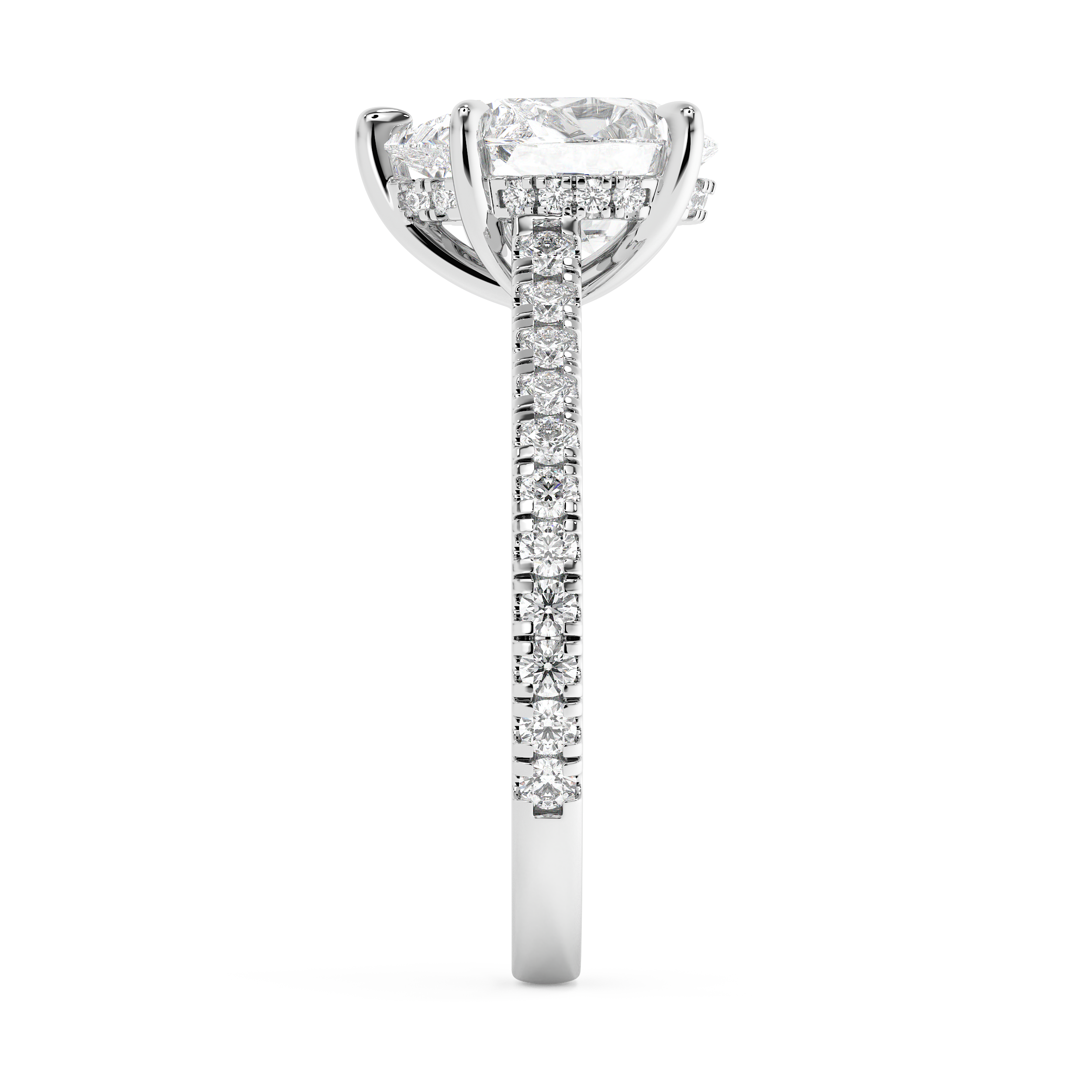Pear Hidden Halo & Pave Cathedral Lab Grown Diamond Engagement Ring