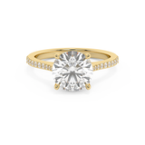 Round Pave Cathedral Lab Grown Diamond Engagement Ring