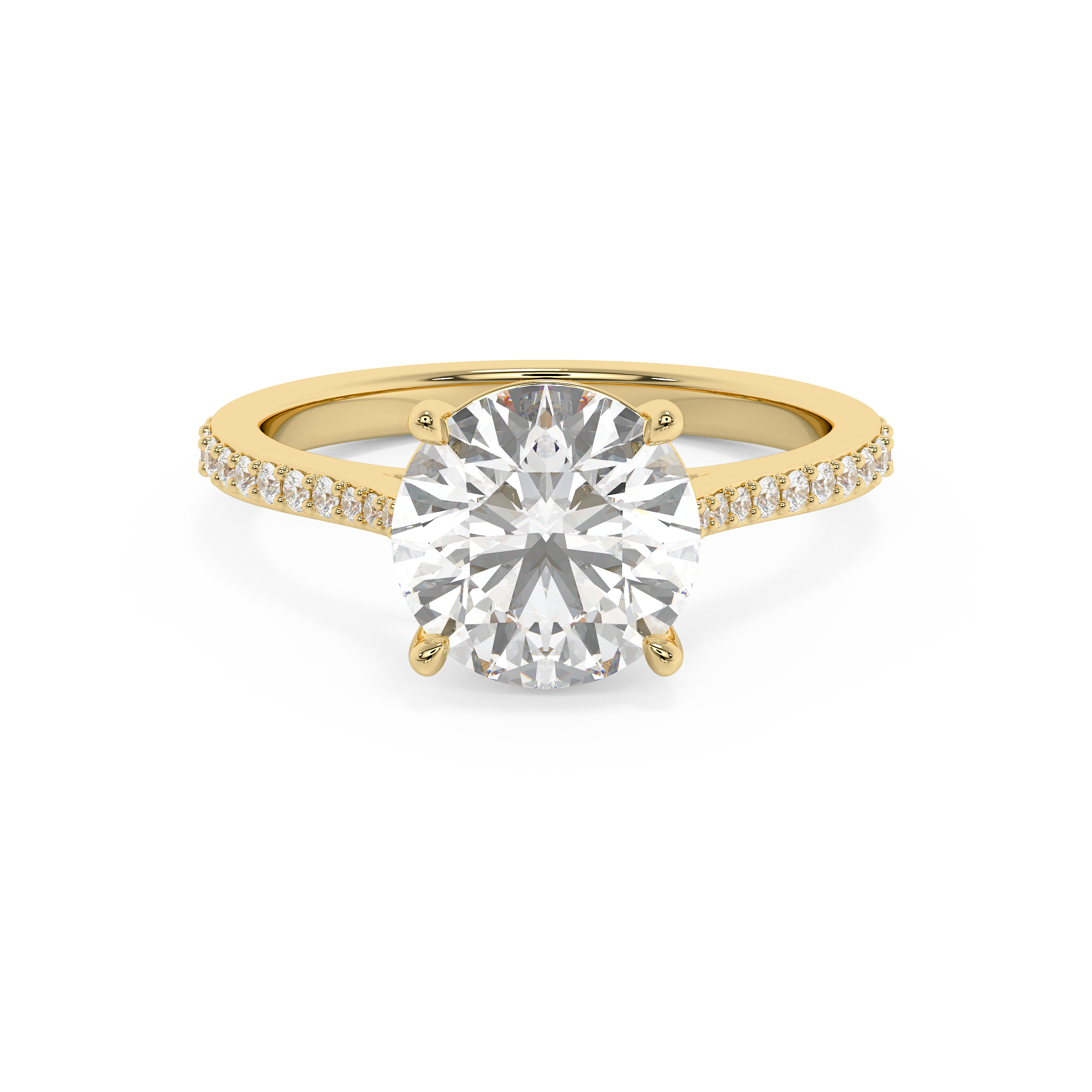 Round Pave Cathedral Lab Grown Diamond Engagement Ring
