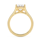 Round Pave Cathedral Lab Grown Diamond Engagement Ring