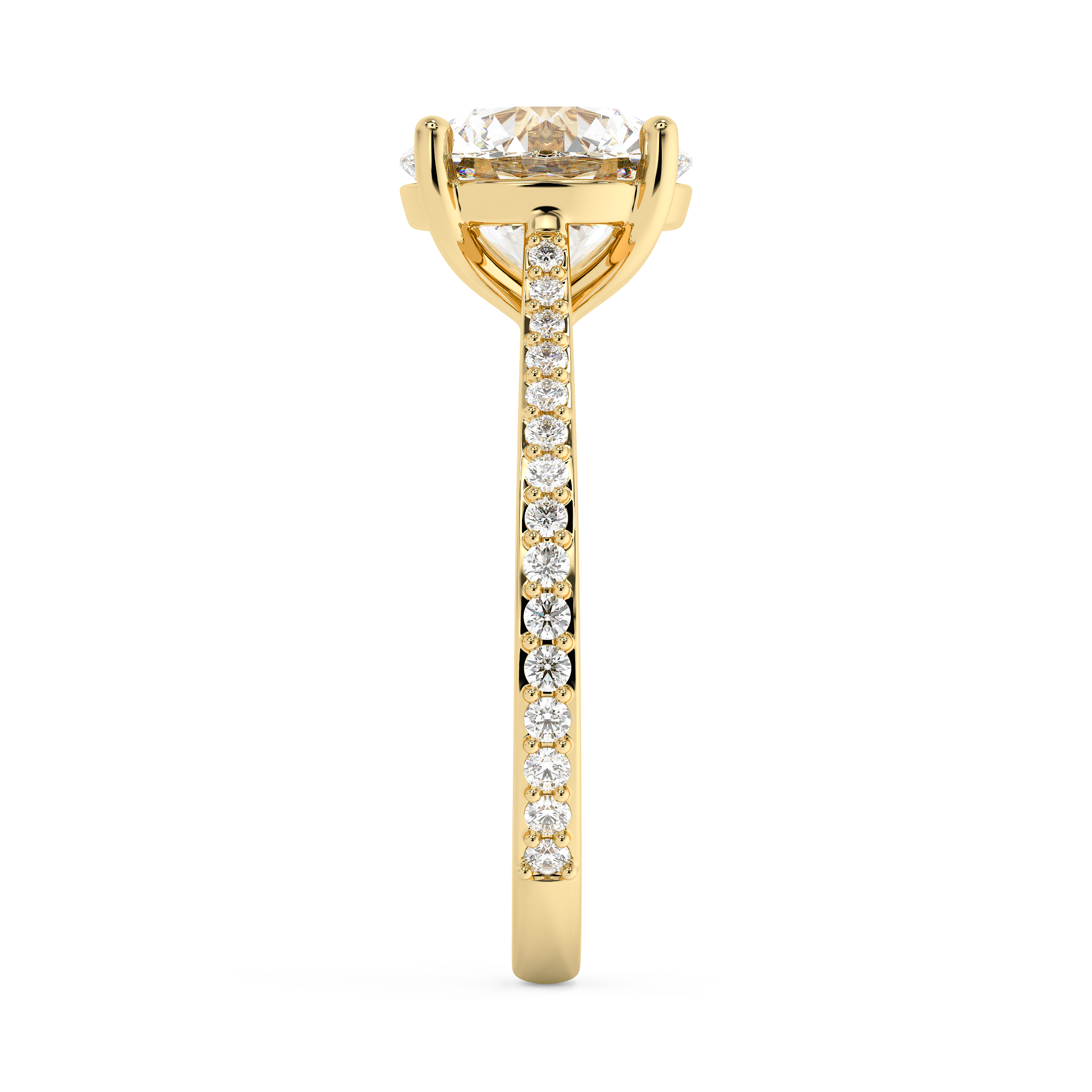 Round Pave Cathedral Lab Grown Diamond Engagement Ring