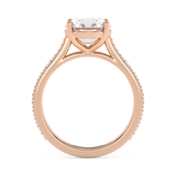 Round Pave Cathedral Lab Grown Diamond Engagement Ring