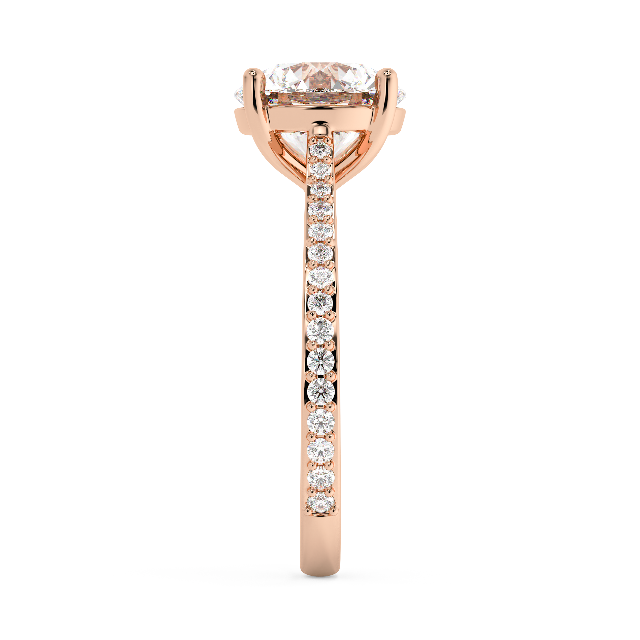 Round Pave Cathedral Lab Grown Diamond Engagement Ring