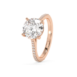 Round Pave Cathedral Lab Grown Diamond Engagement Ring