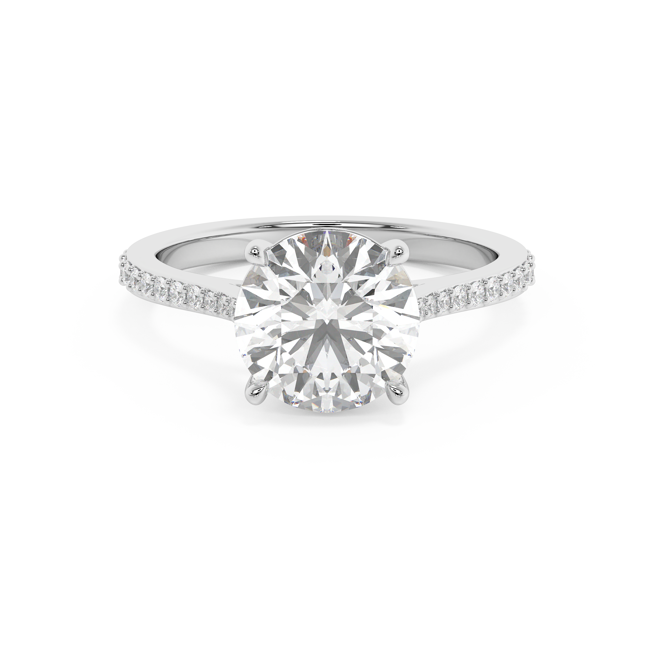Round Pave Cathedral Lab Grown Diamond Engagement Ring