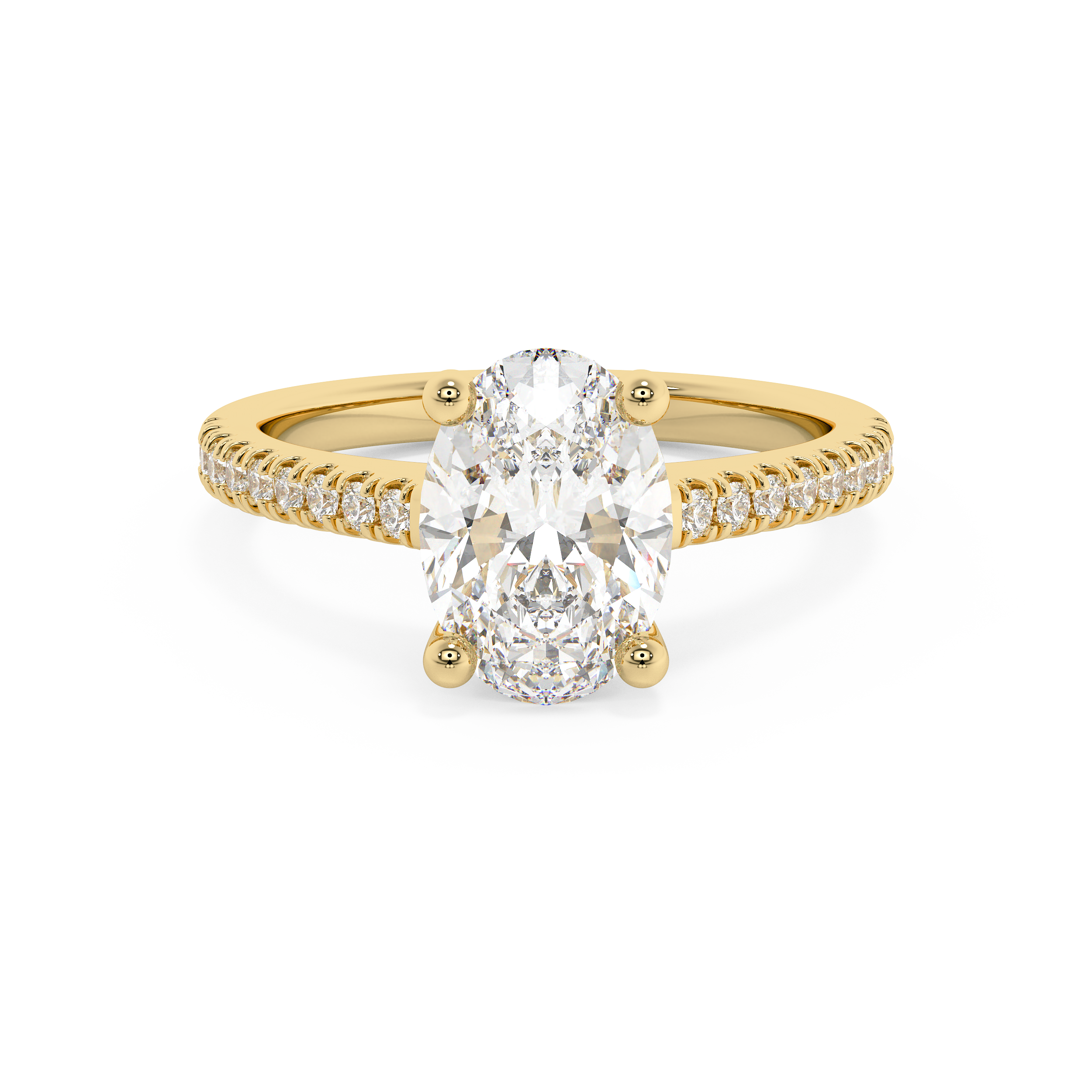 Oval Pave Cathedral Lab Grown Diamond Engagement Ring