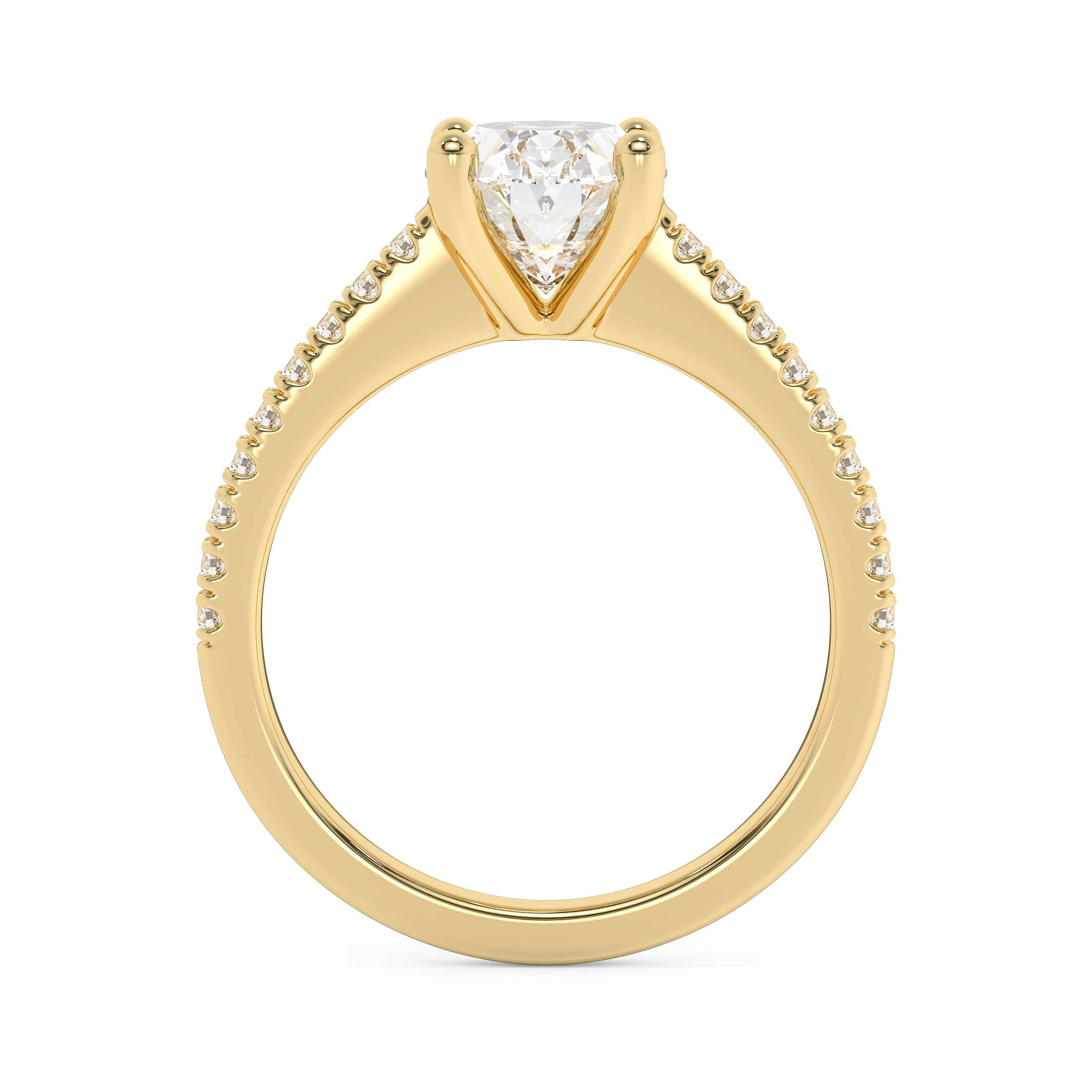 Oval Pave Cathedral Lab Grown Diamond Engagement Ring