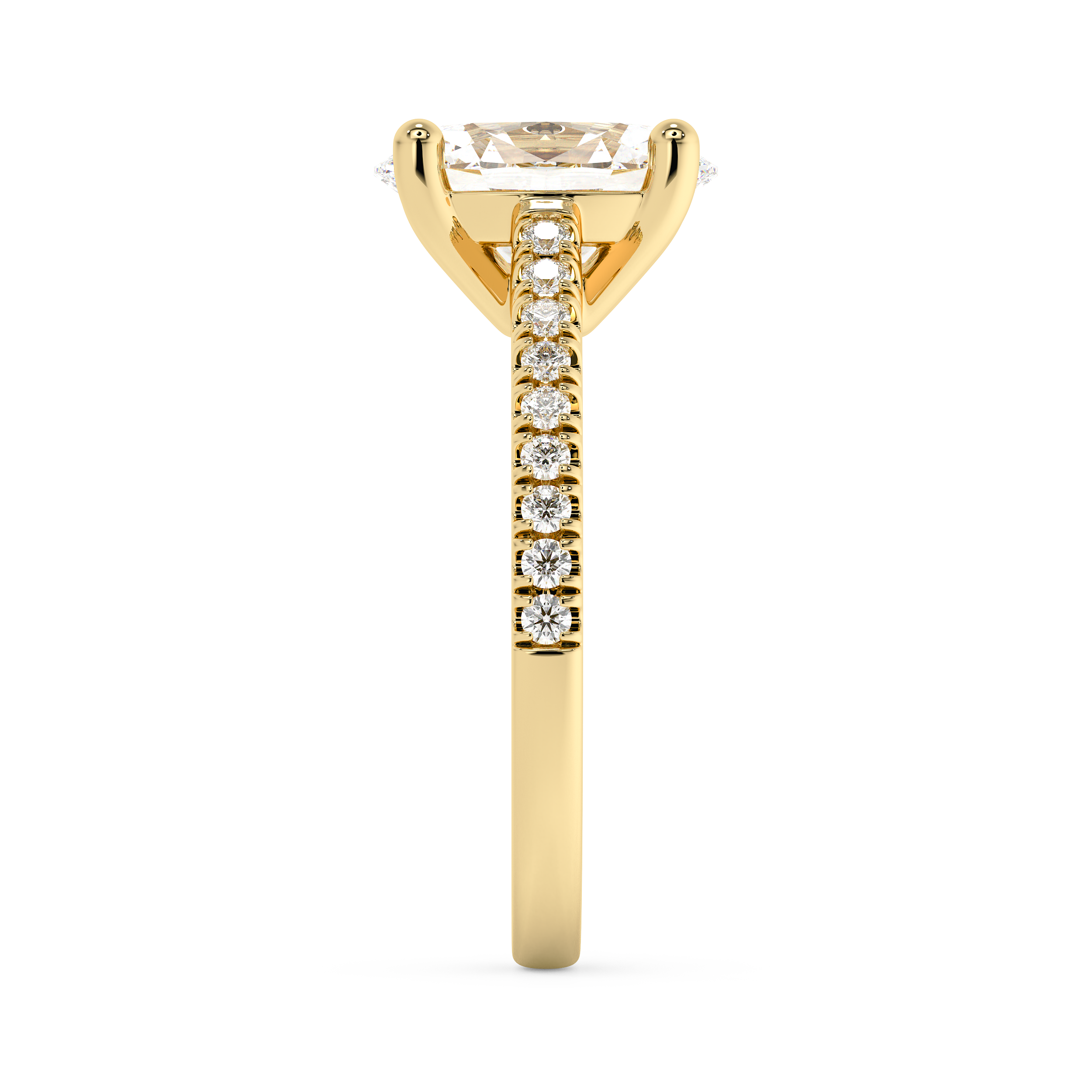 Oval Pave Cathedral Lab Grown Diamond Engagement Ring
