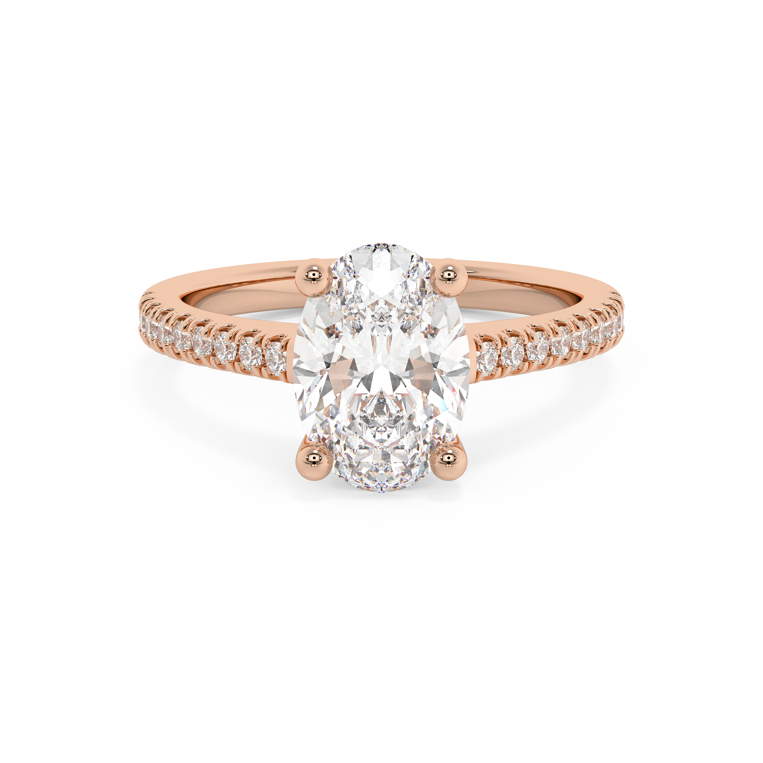 Oval Pave Cathedral Lab Grown Diamond Engagement Ring