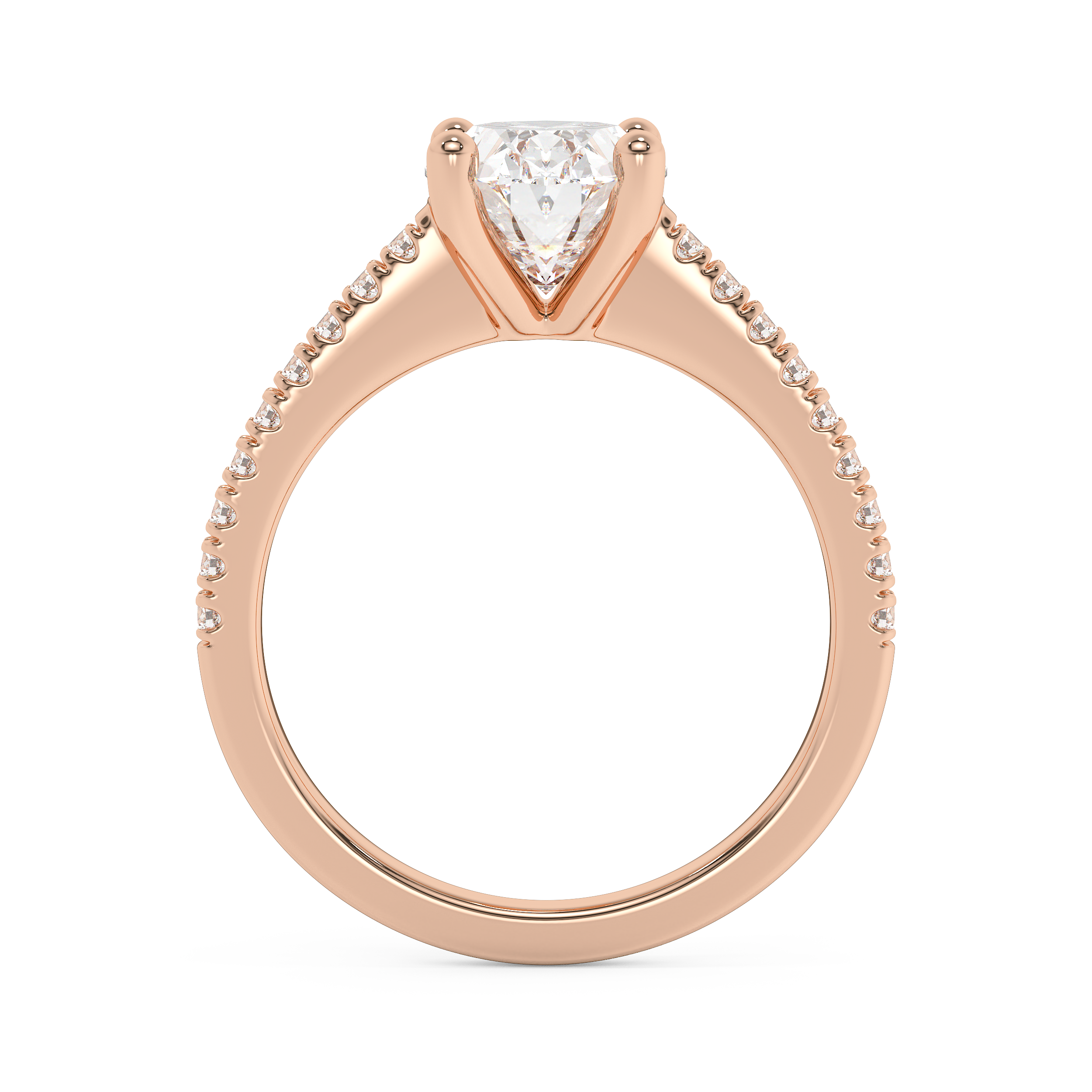 Oval Pave Cathedral Lab Grown Diamond Engagement Ring