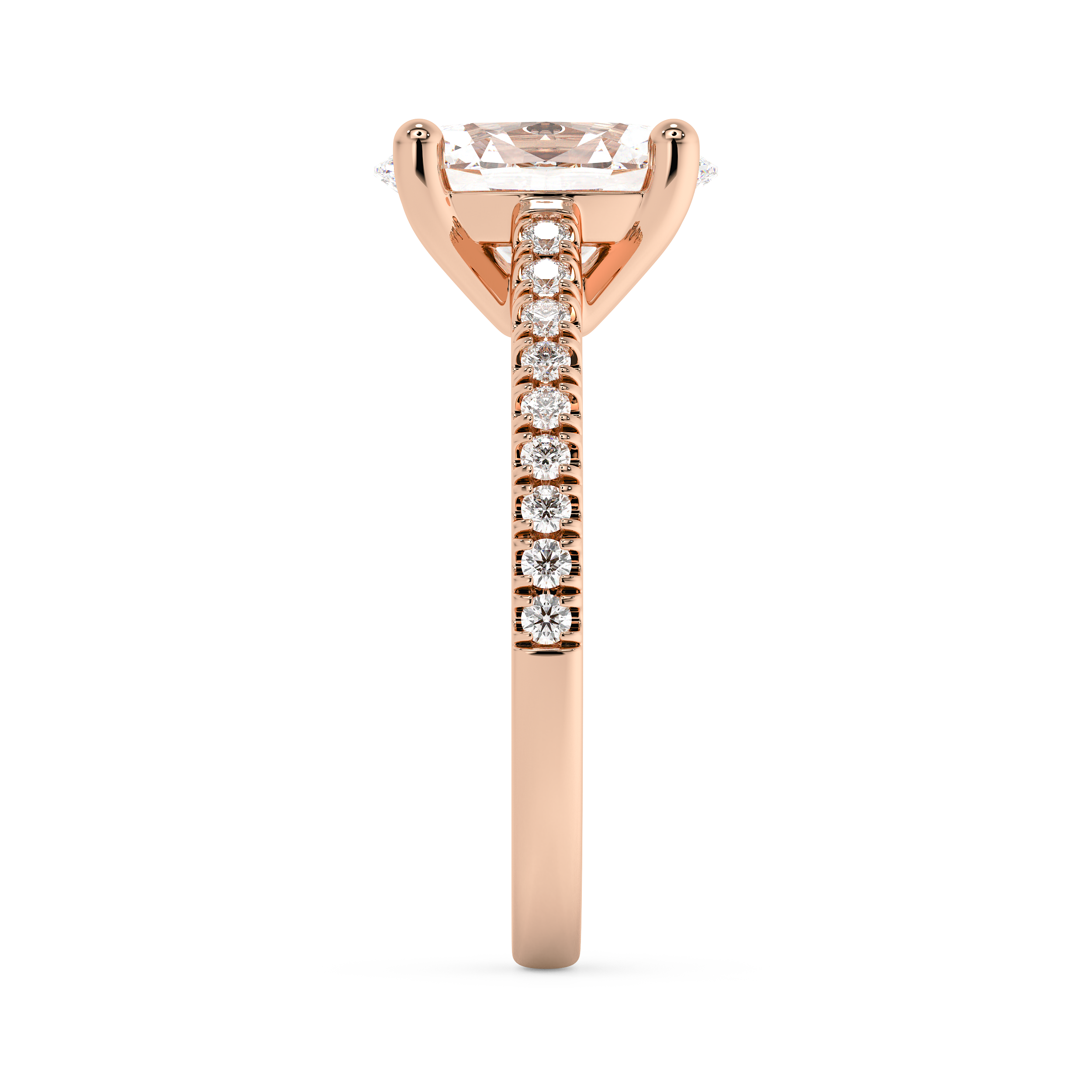 Oval Pave Cathedral Lab Grown Diamond Engagement Ring