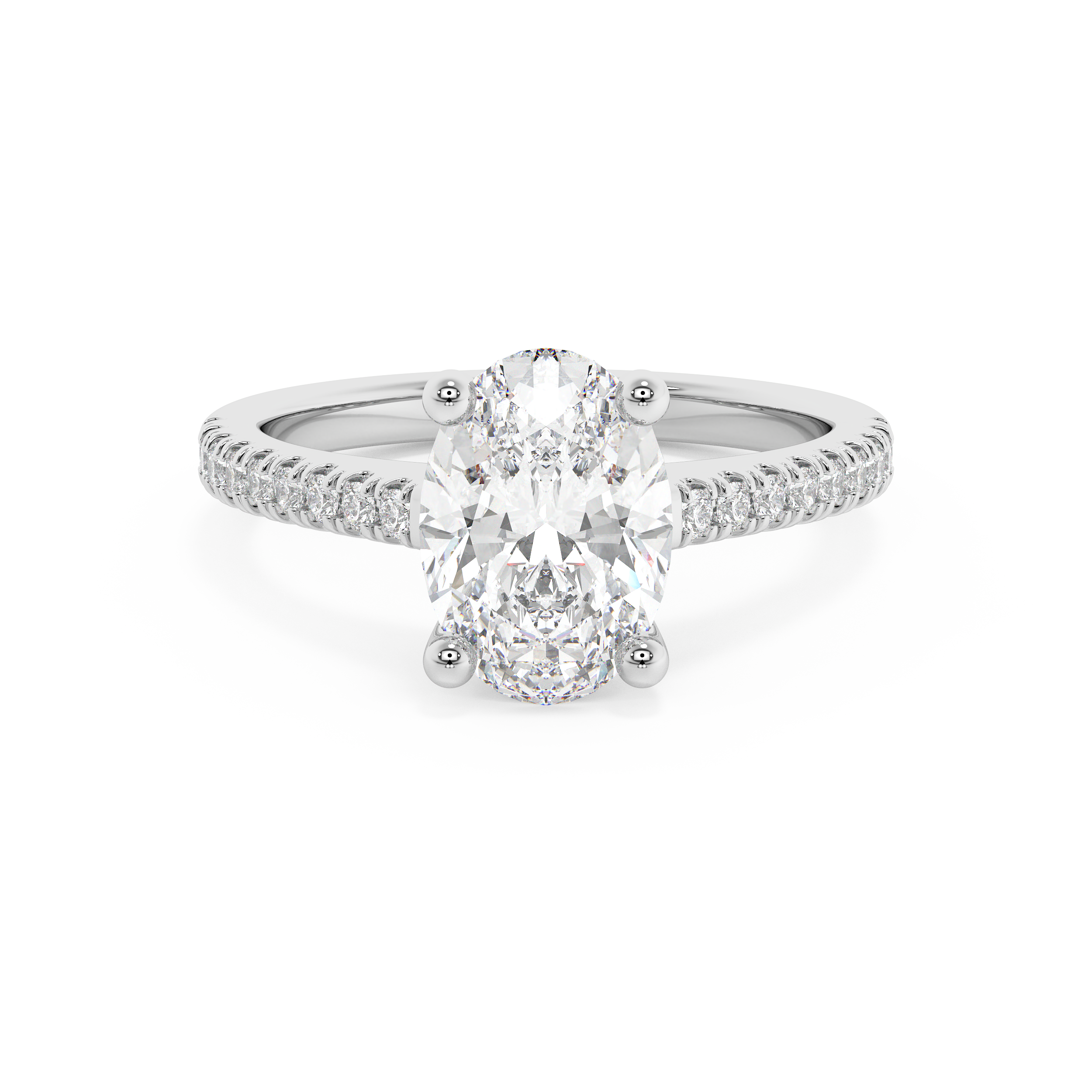 Oval Pave Cathedral Lab Grown Diamond Engagement Ring