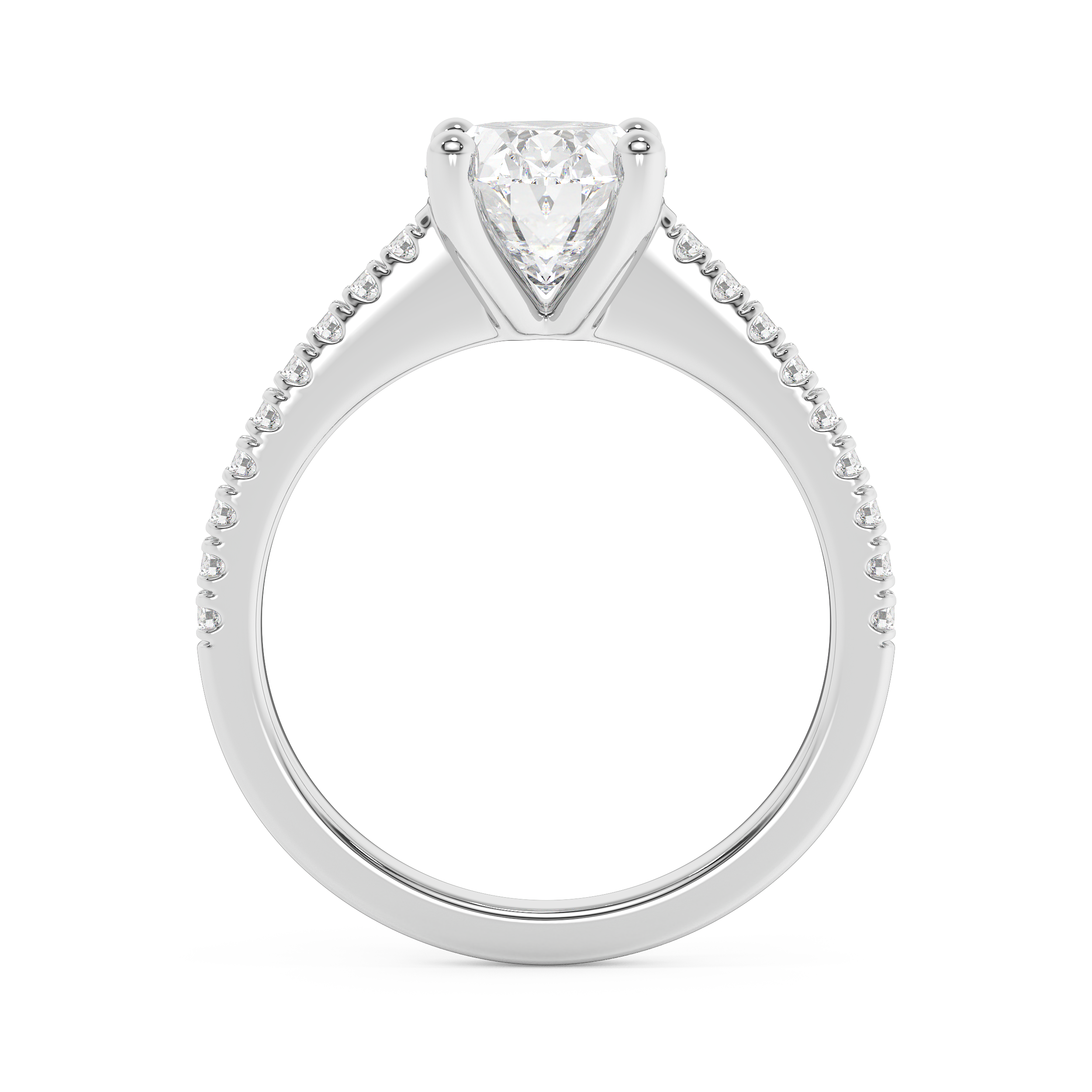 Oval Pave Cathedral Lab Grown Diamond Engagement Ring