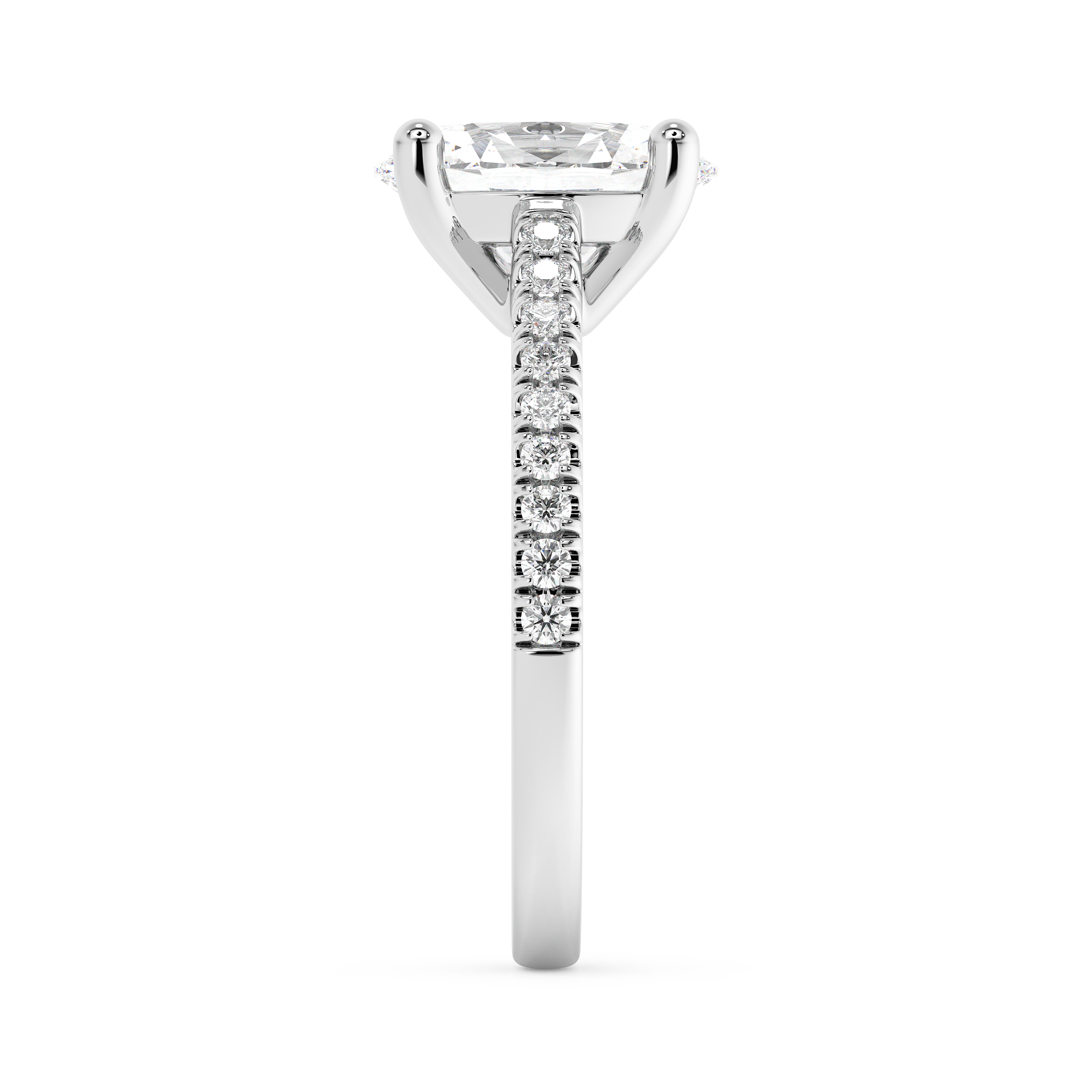 Oval Pave Cathedral Lab Grown Diamond Engagement Ring