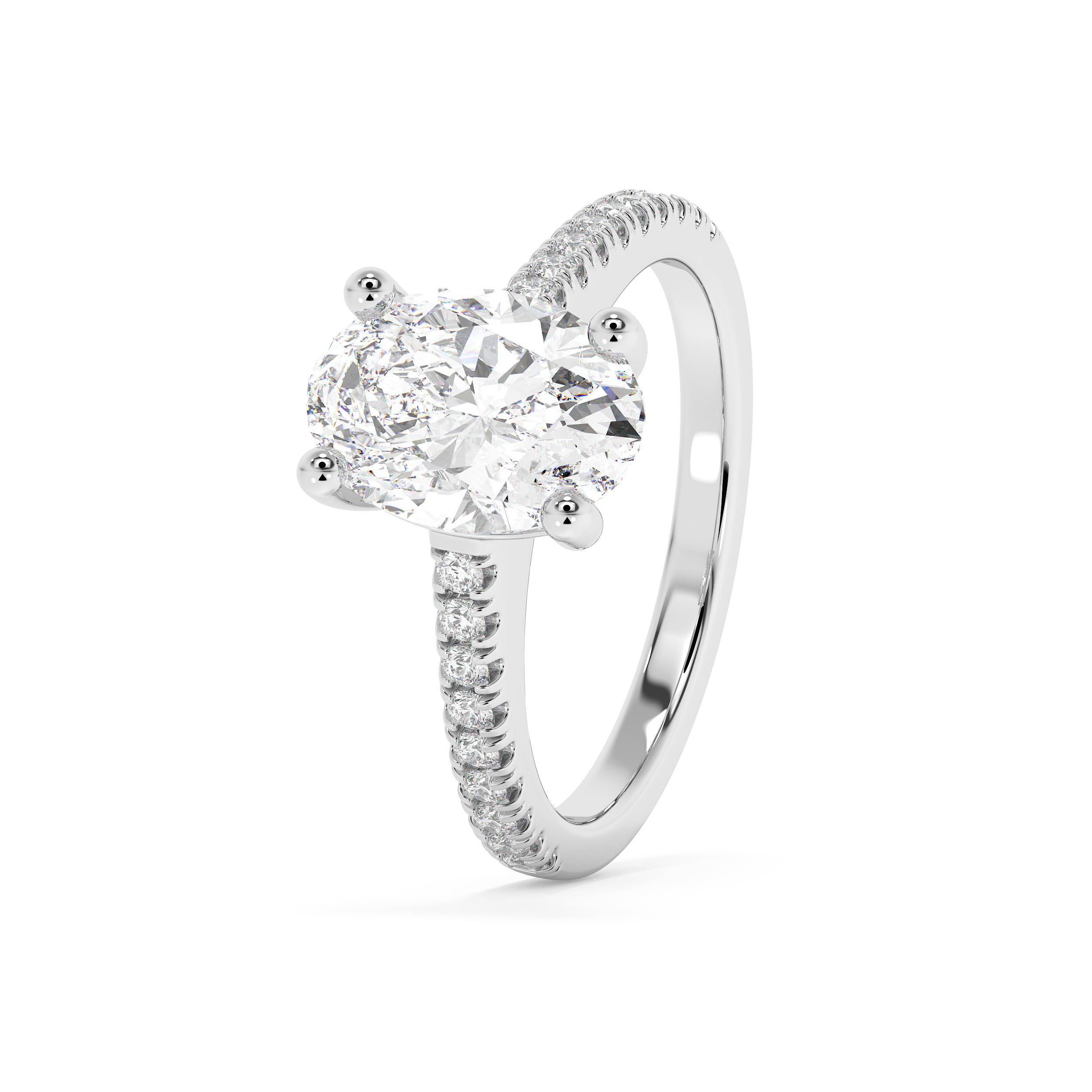 Oval Pave Cathedral Lab Grown Diamond Engagement Ring
