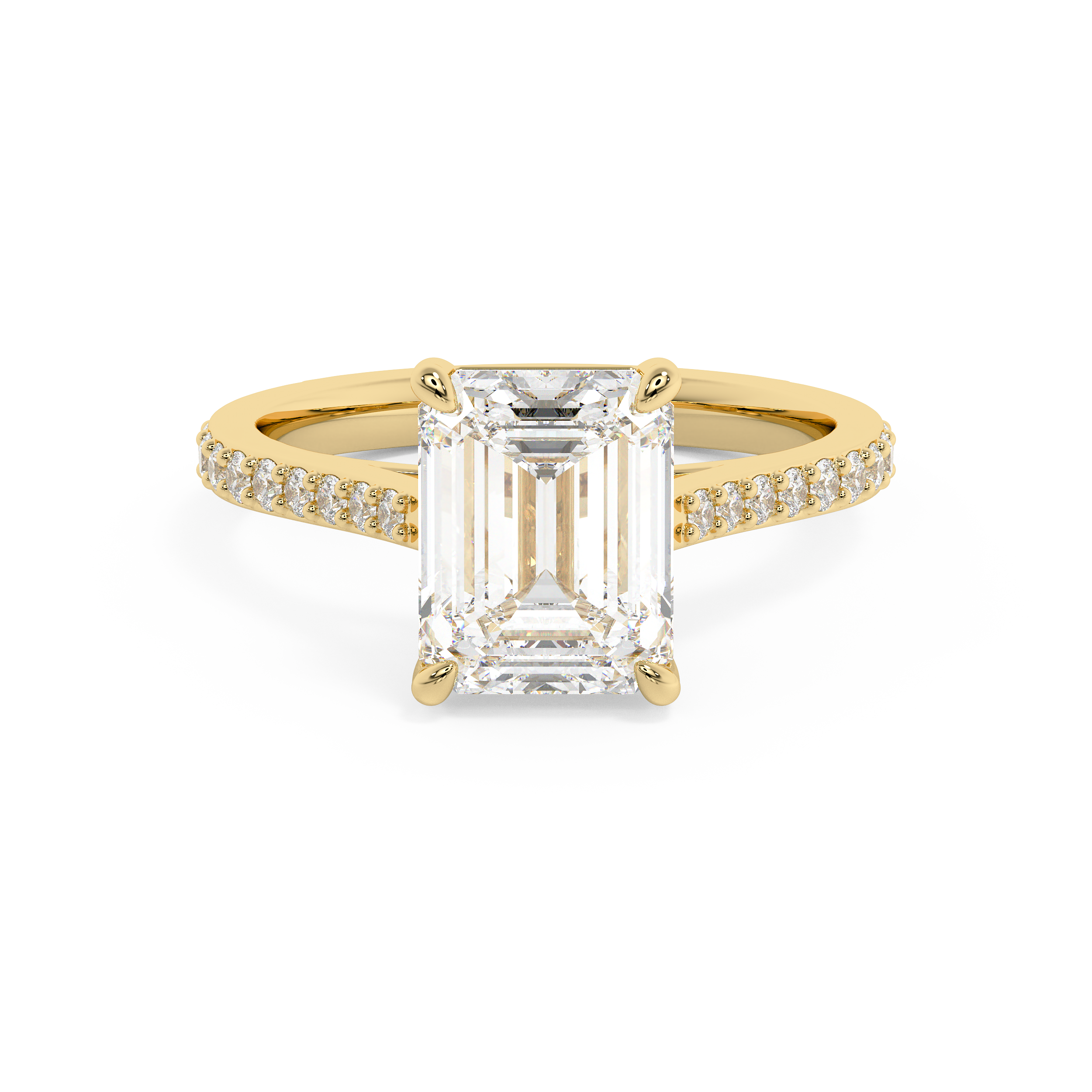 Emerald Pave Cathedral Lab Grown Diamond Engagement Ring