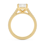Emerald Pave Cathedral Lab Grown Diamond Engagement Ring