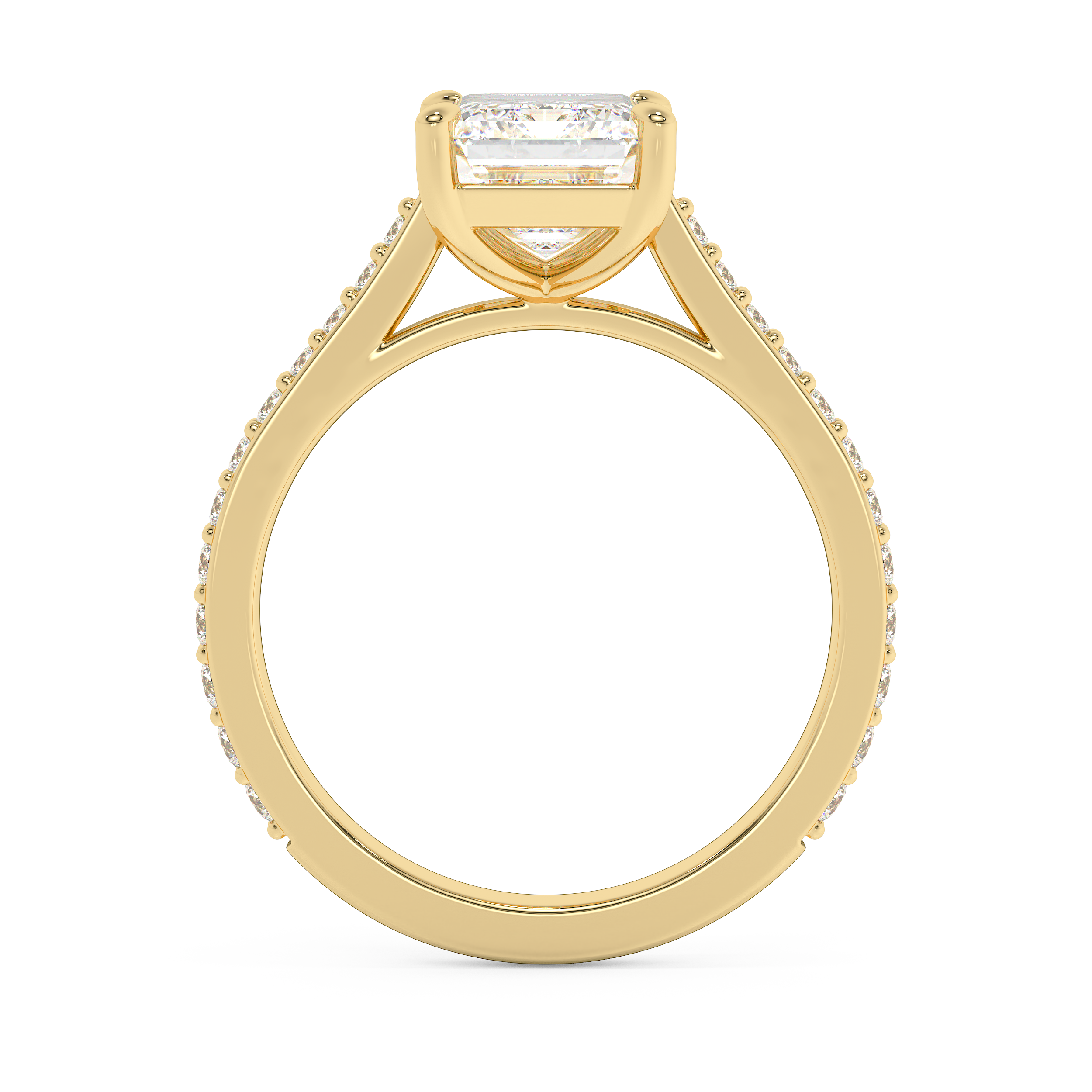 Emerald Pave Cathedral Lab Grown Diamond Engagement Ring