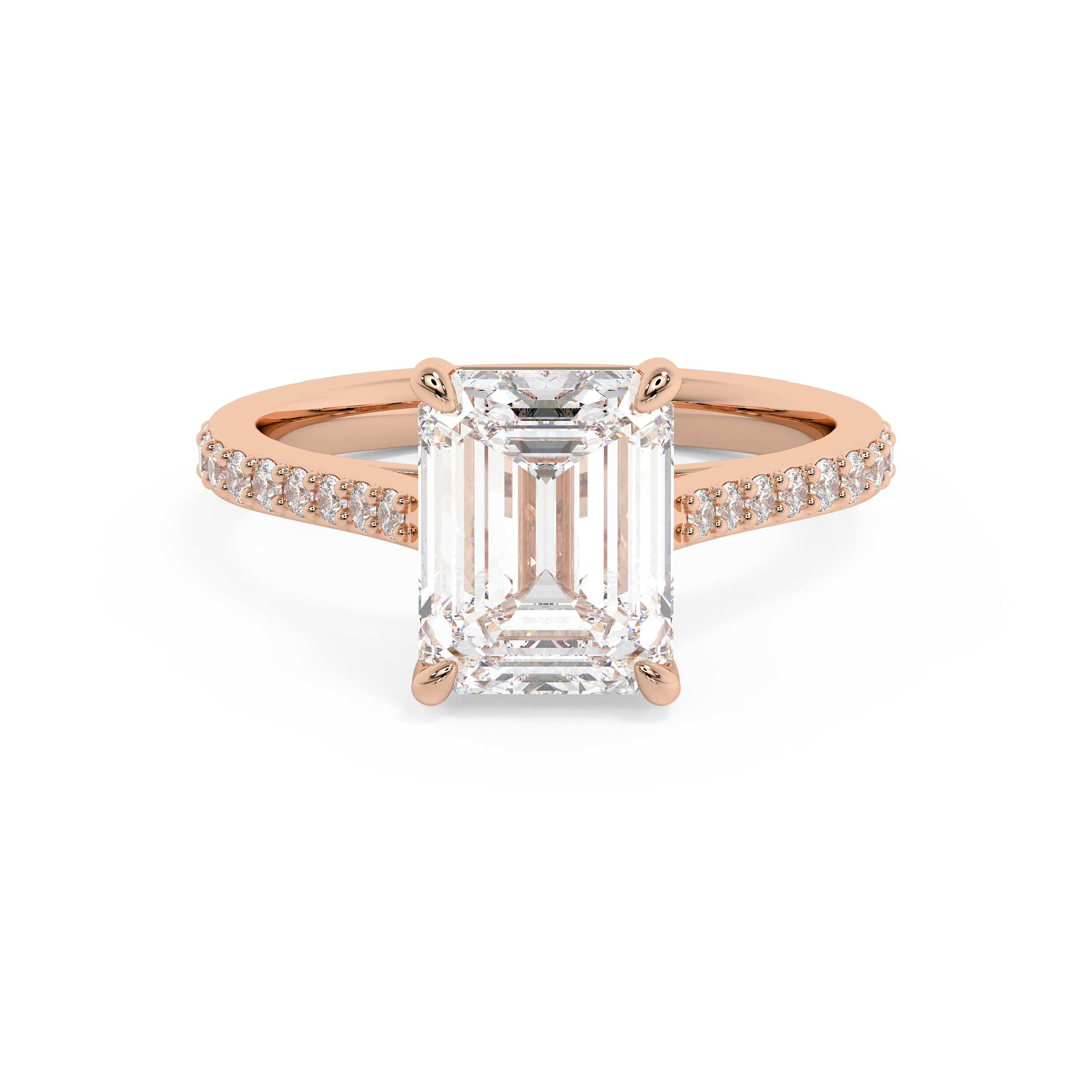 Emerald Pave Cathedral Lab Grown Diamond Engagement Ring