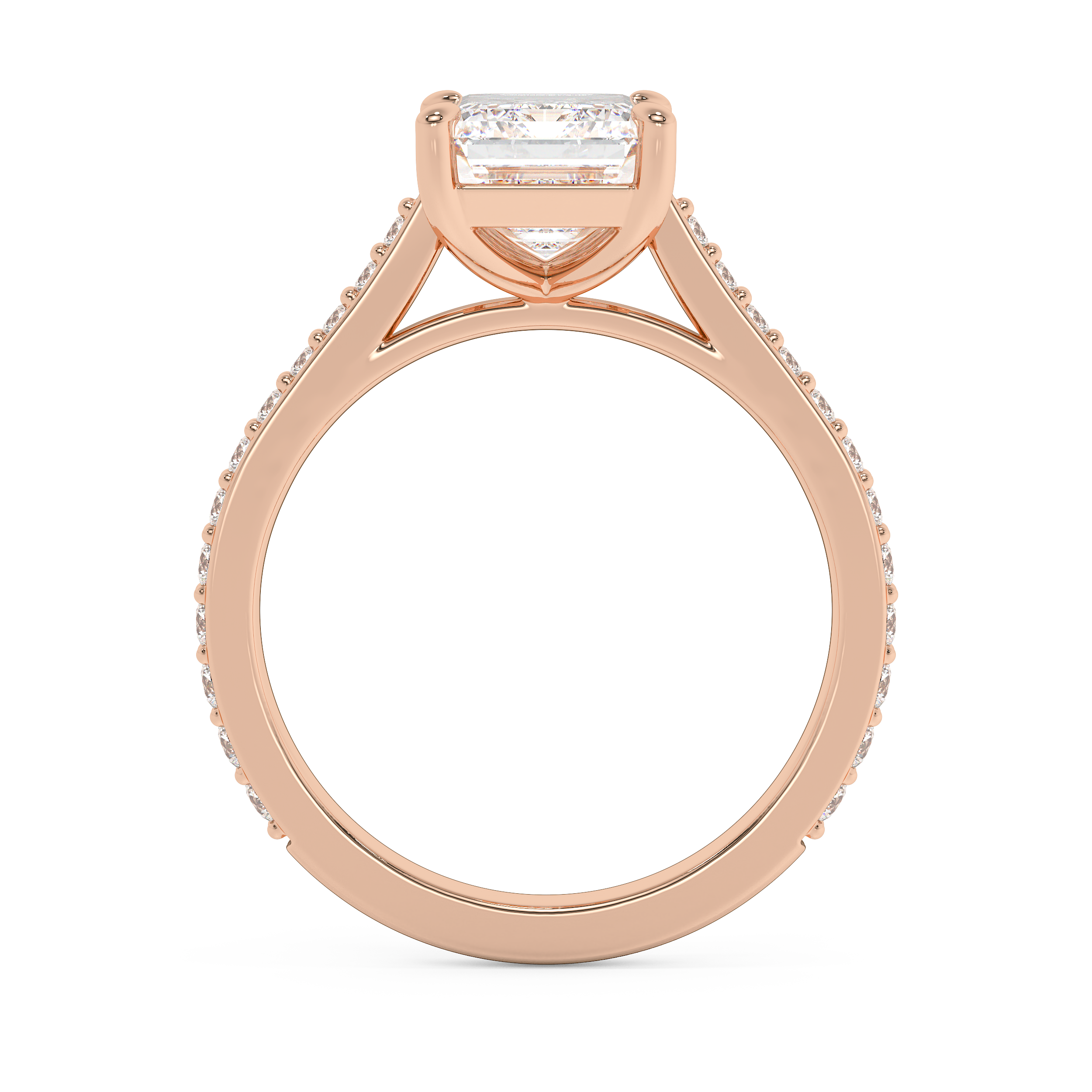 Emerald Pave Cathedral Lab Grown Diamond Engagement Ring