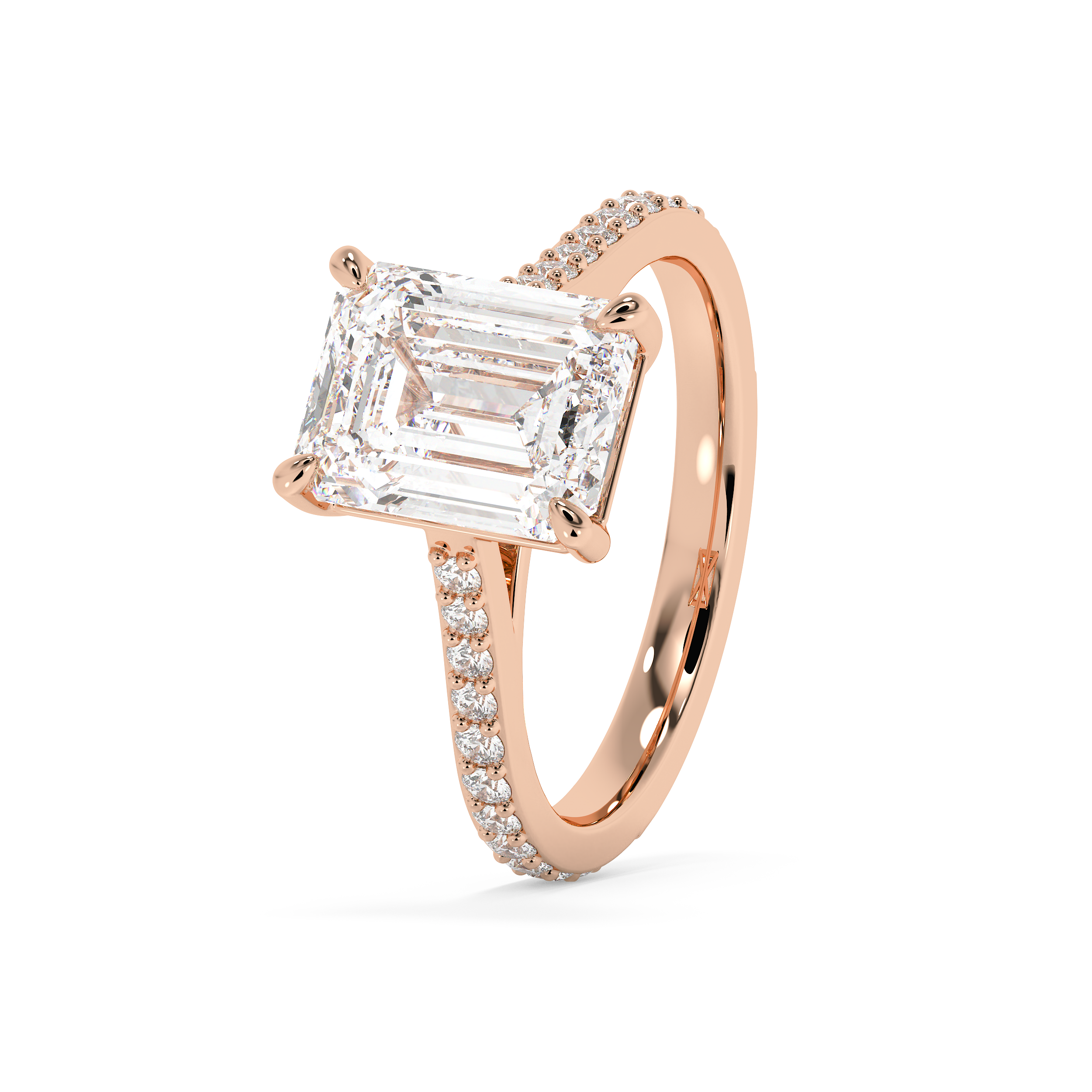 Emerald Pave Cathedral Lab Grown Diamond Engagement Ring