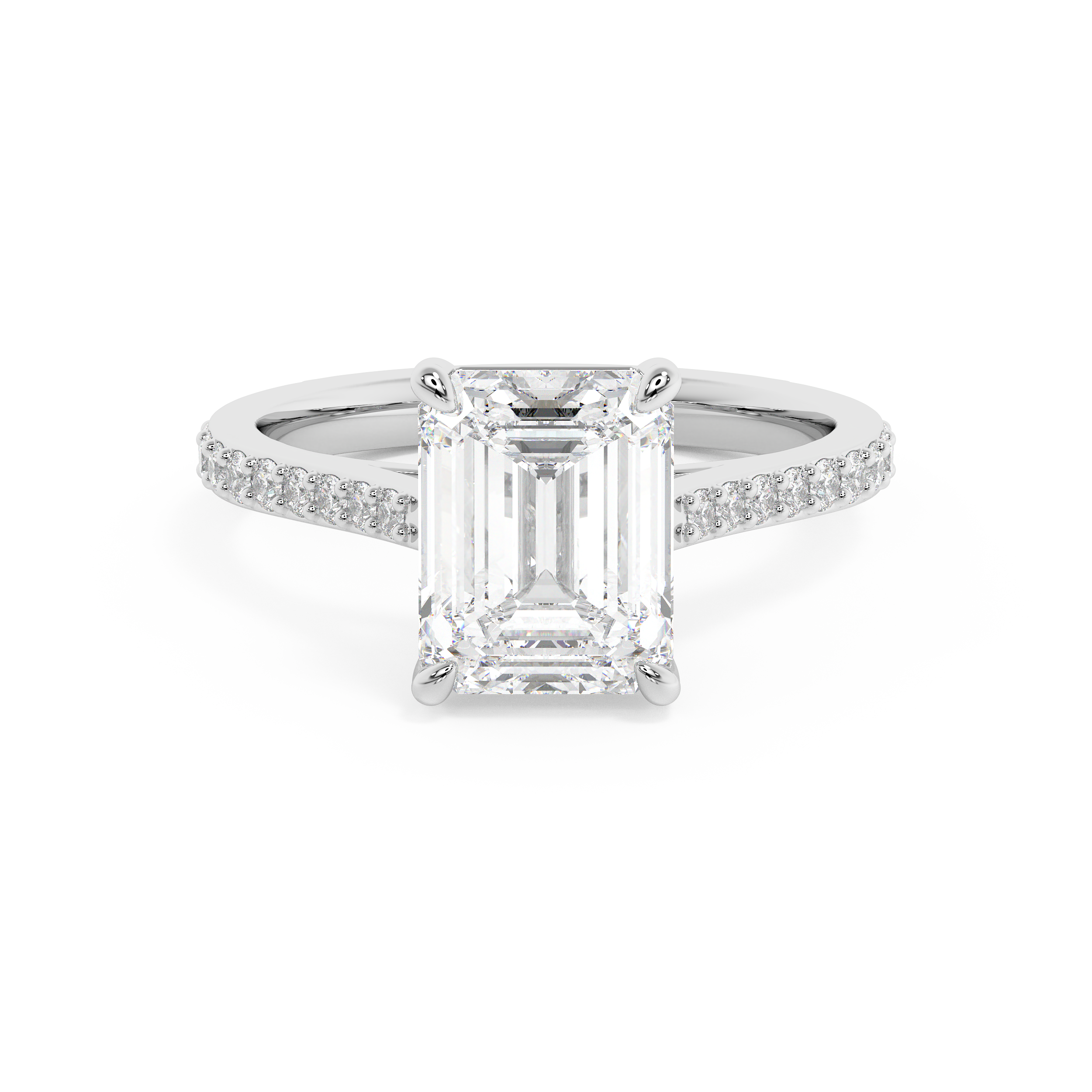 Emerald Pave Cathedral Lab Grown Diamond Engagement Ring