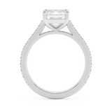 Emerald Pave Cathedral Lab Grown Diamond Engagement Ring