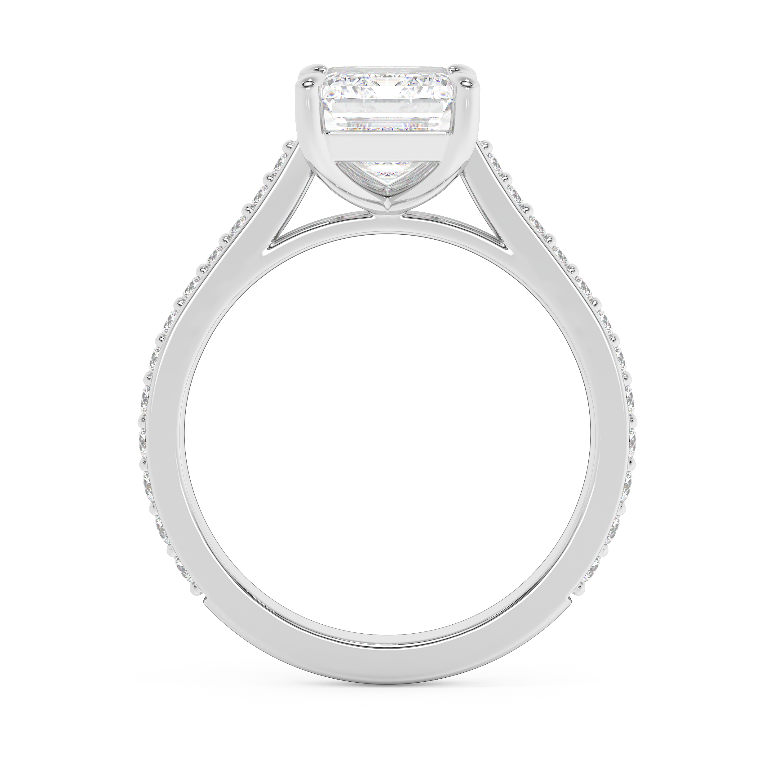 Emerald Pave Cathedral Lab Grown Diamond Engagement Ring