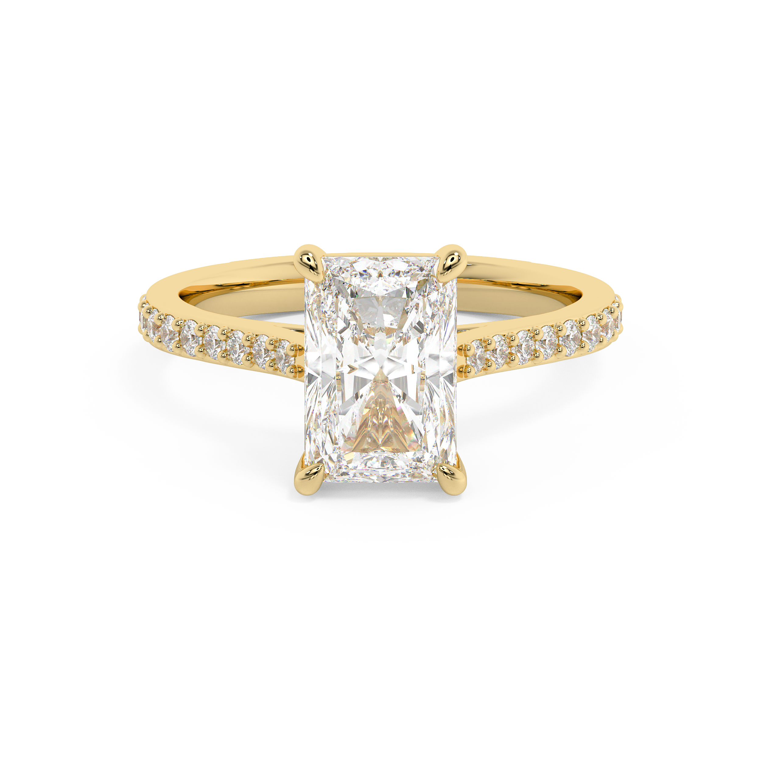 Radiant Pave Cathedral Lab Grown Diamond Engagement Ring