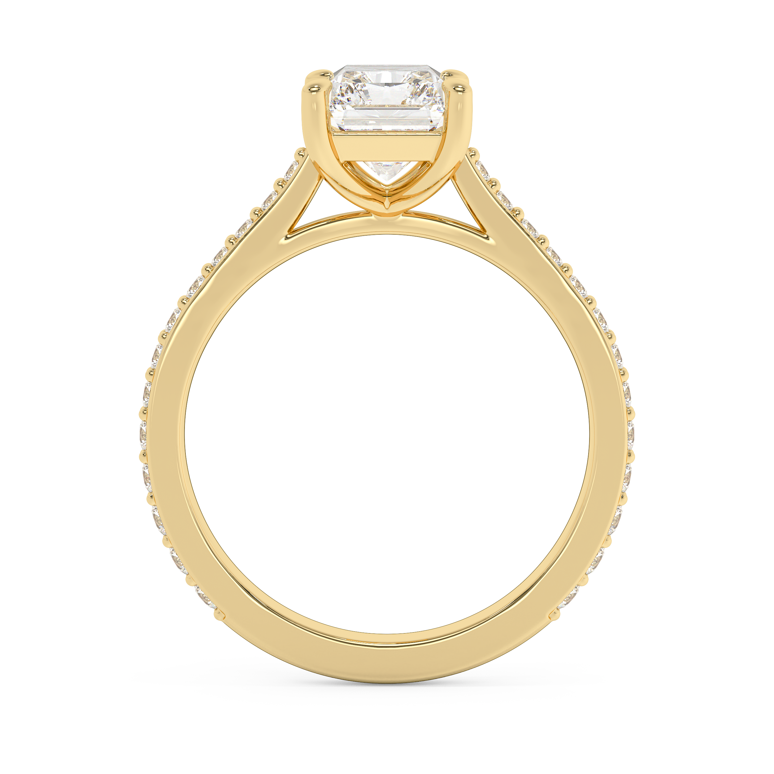 Radiant Pave Cathedral Lab Grown Diamond Engagement Ring