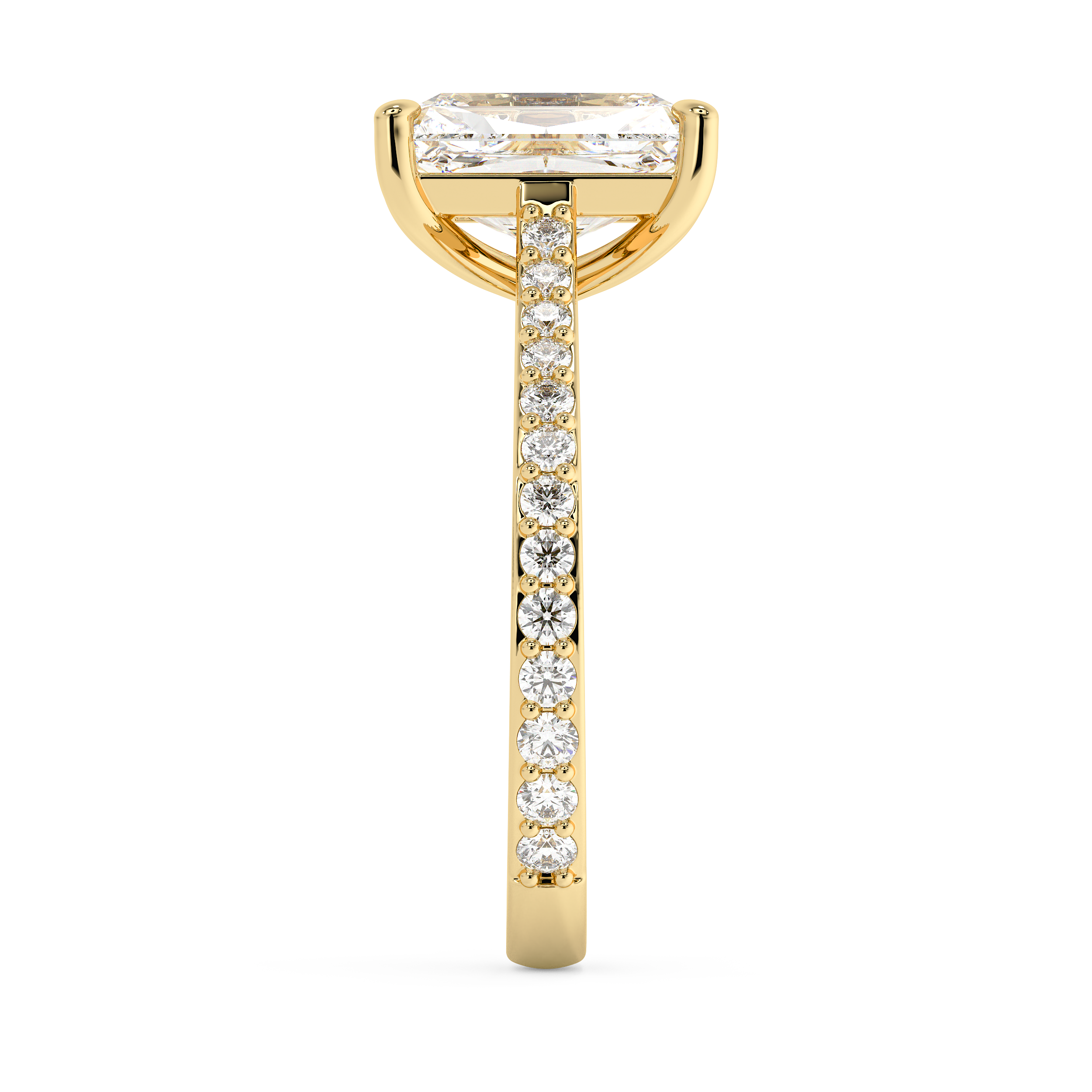 Radiant Pave Cathedral Lab Grown Diamond Engagement Ring