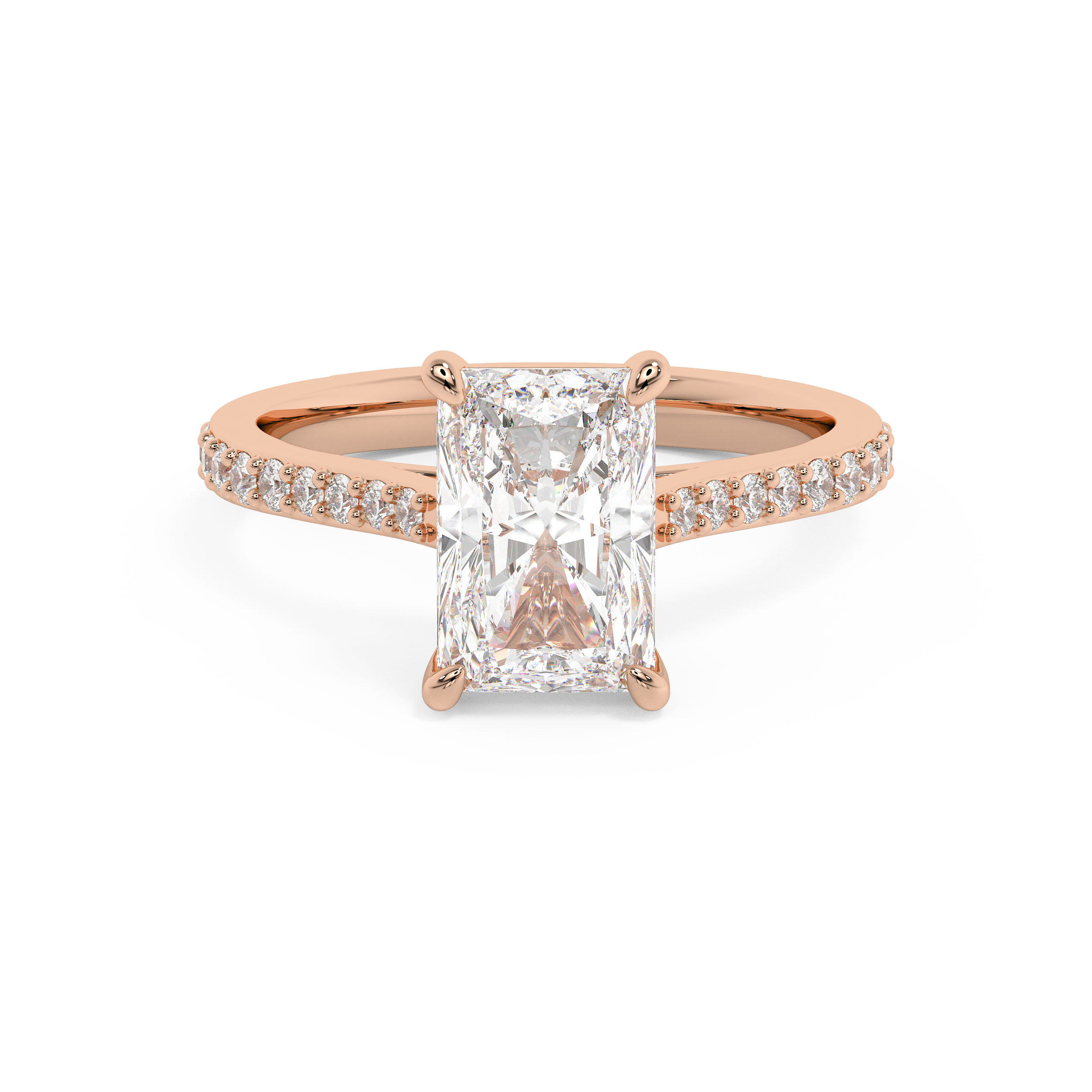 Radiant Pave Cathedral Lab Grown Diamond Engagement Ring