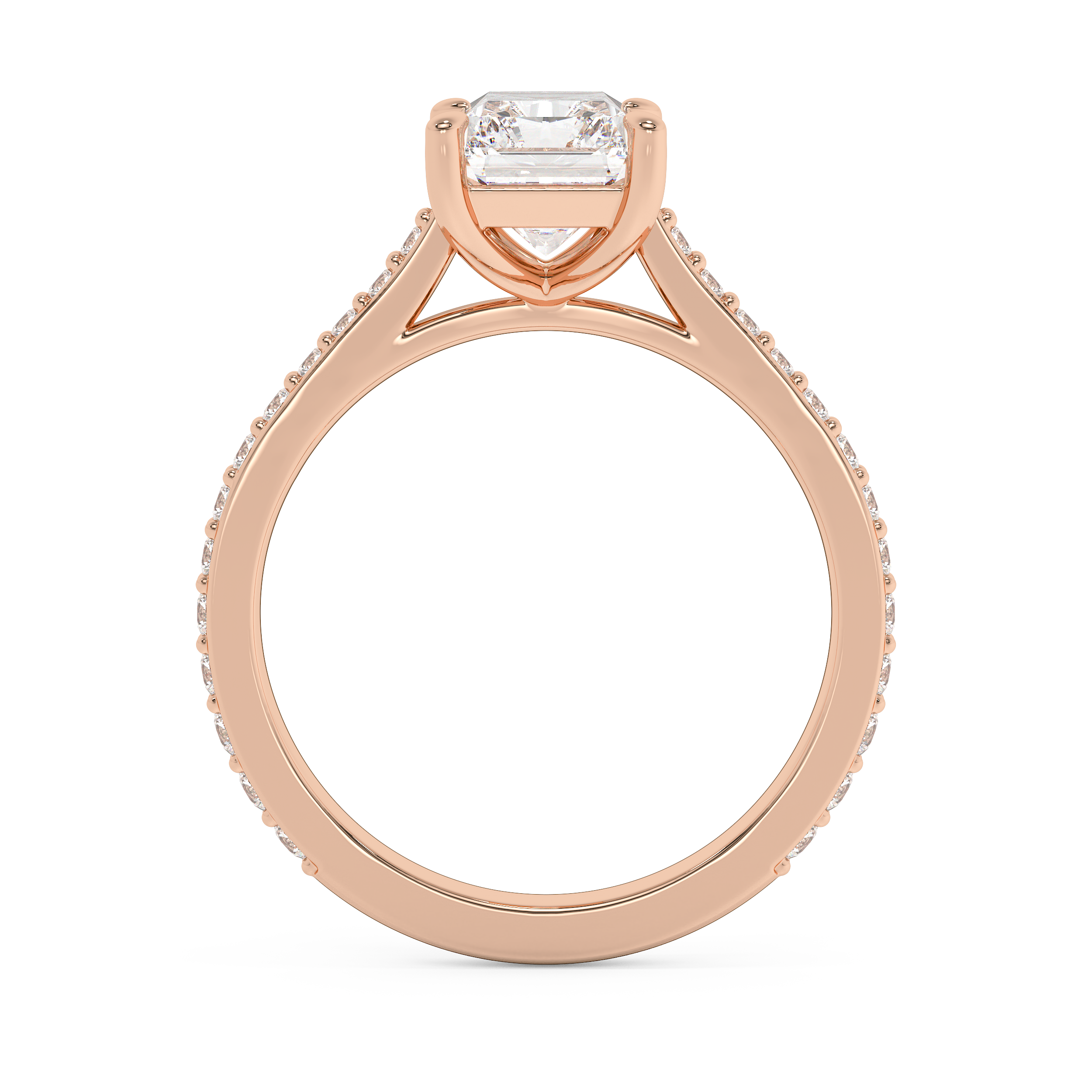 Radiant Pave Cathedral Lab Grown Diamond Engagement Ring